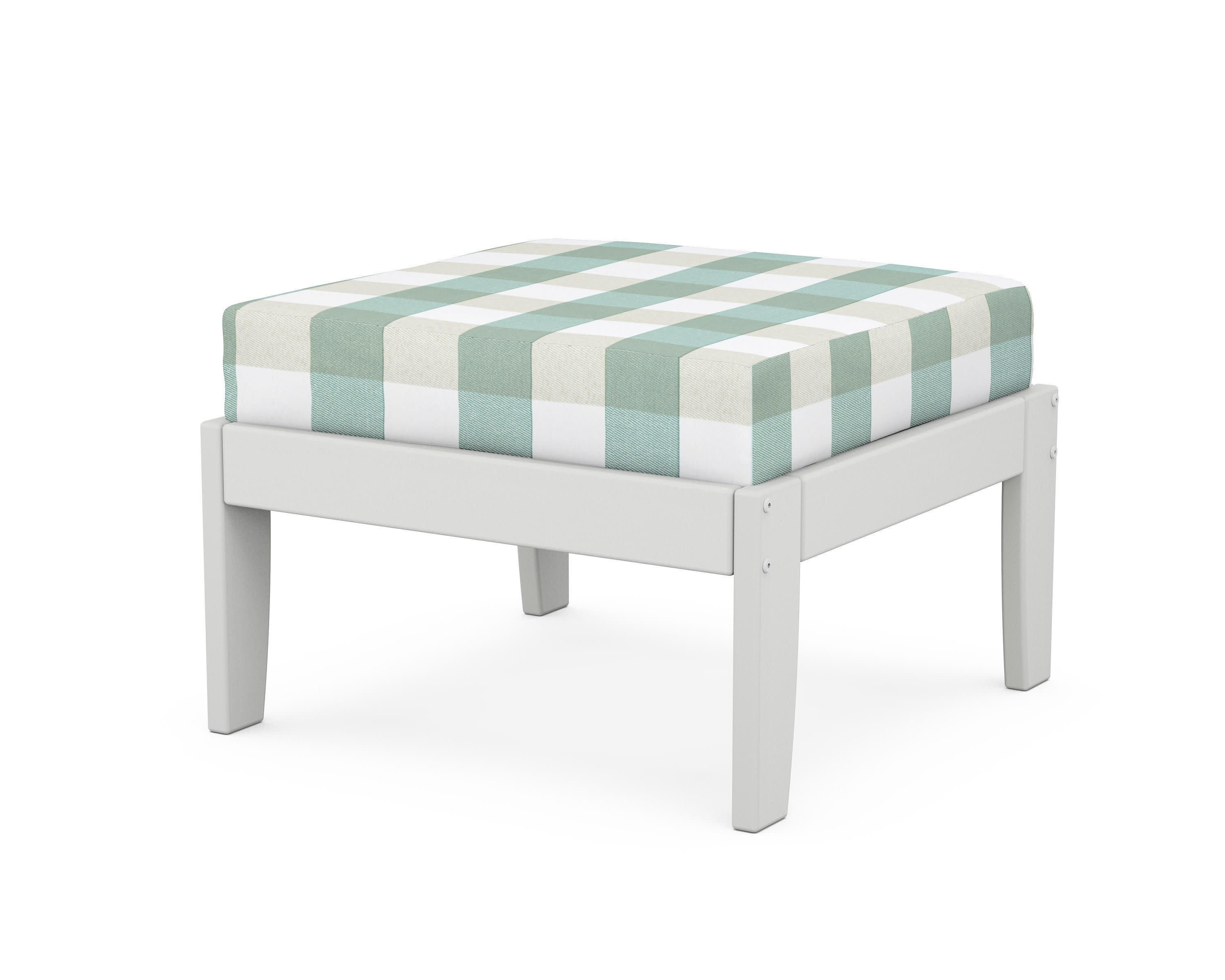 Modular Ottoman - Classic in White / Buffalo Plaid Glacier Spa
