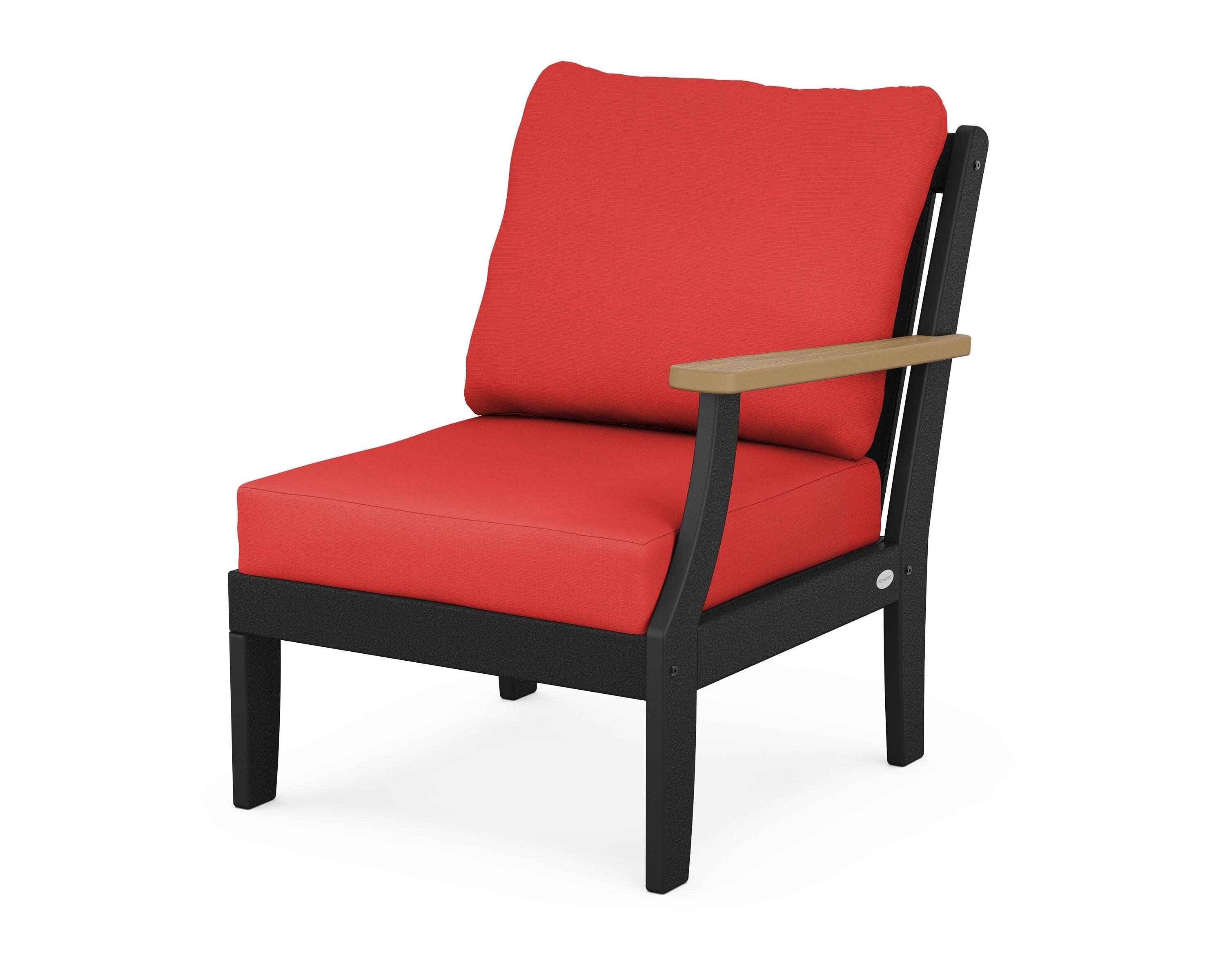 Braxton Modular Right Arm Chair in Black / Natural / Crimson Linen