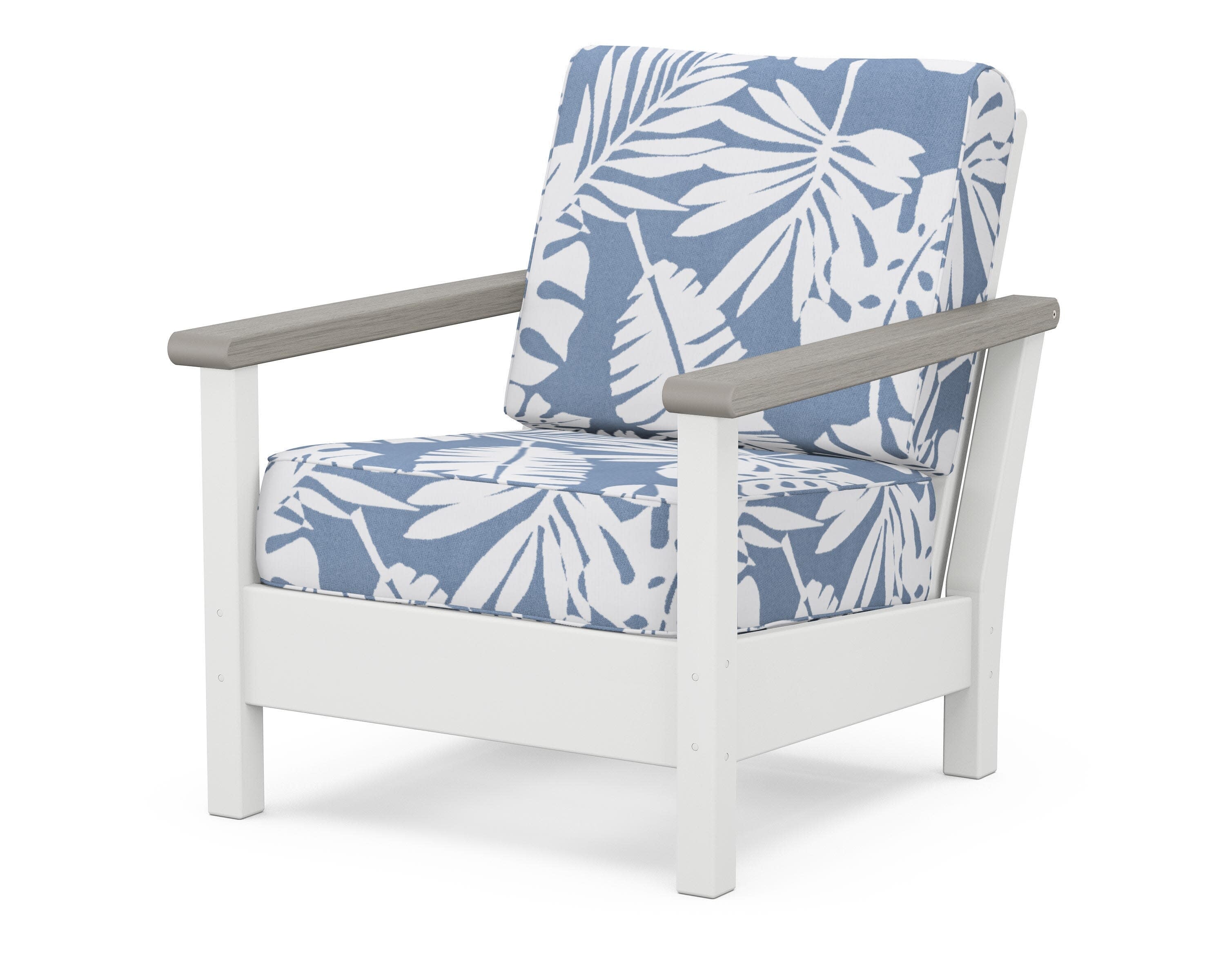 Harbour Deep Seating Chair in White / Driftwood / Leaf Sky Blue