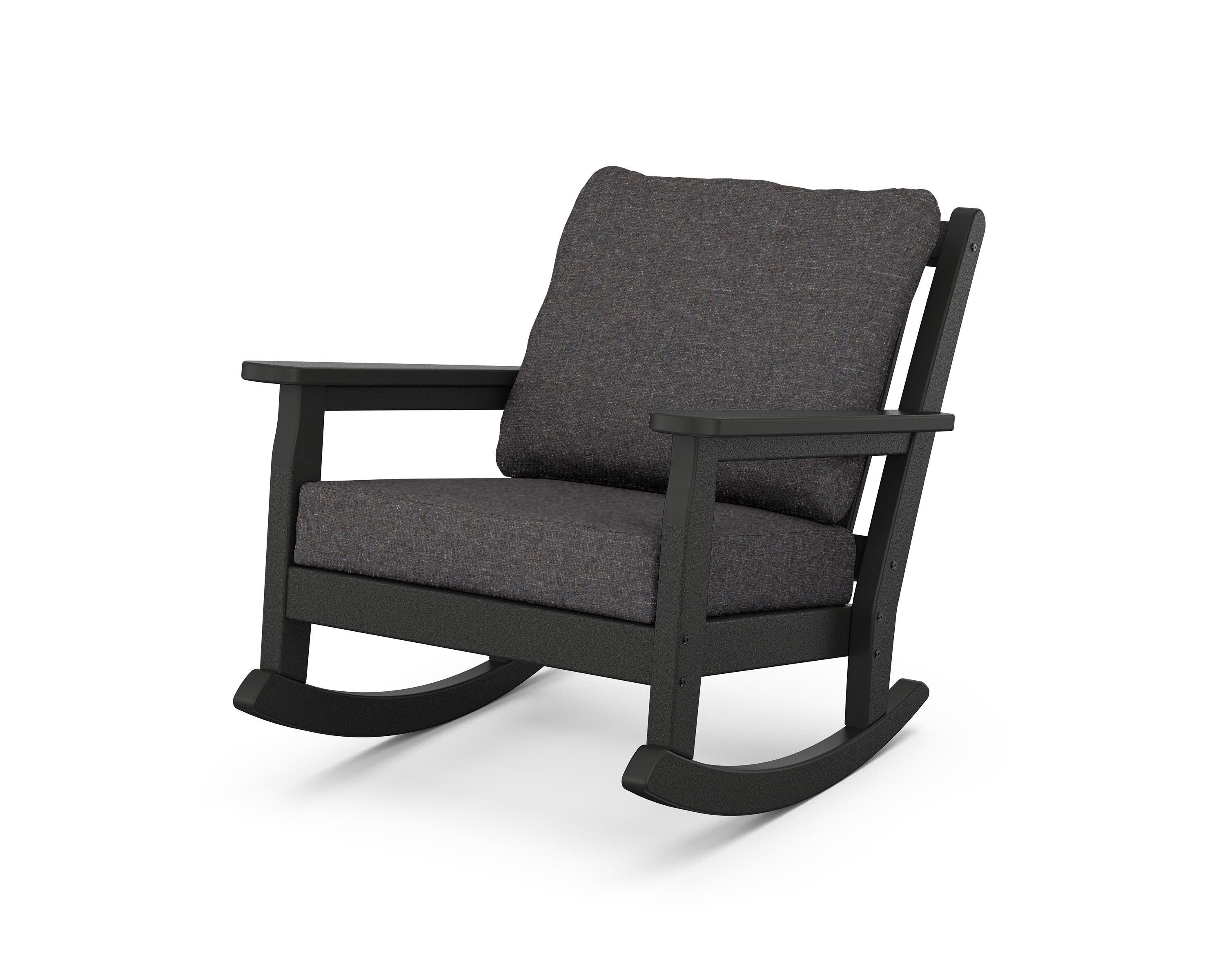 Chippendale Deep Seating Rocking Chair in Black / Ash Charcoal