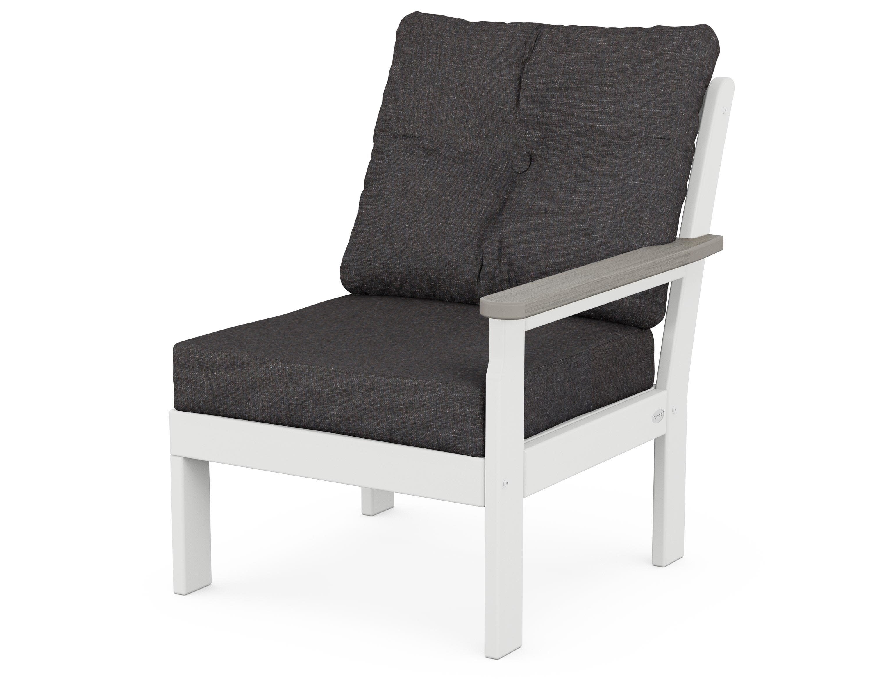 Vineyard Modular Right Arm Chair in White / Driftwood / Ash Charcoal