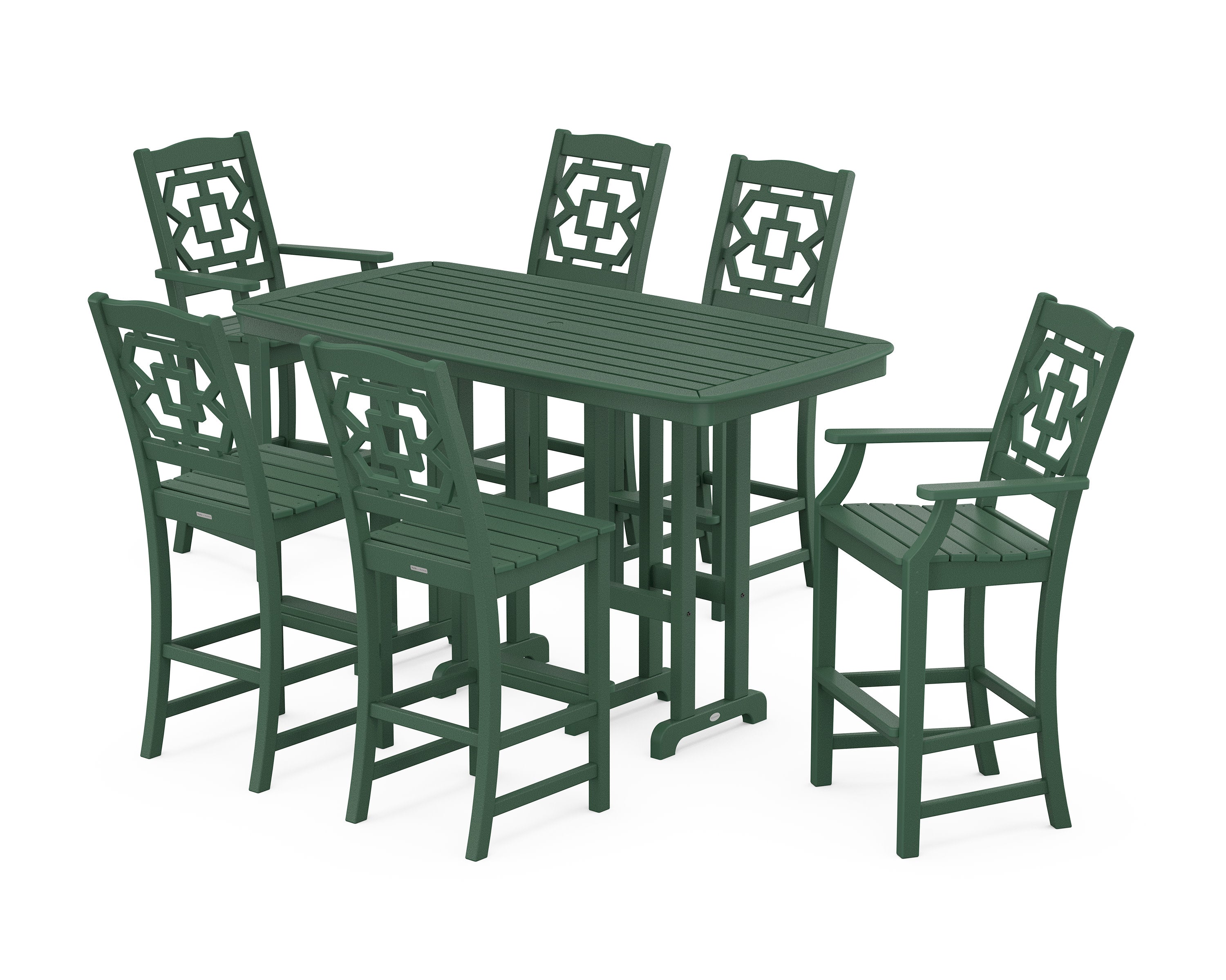 Chinoiserie 7-Piece Bar Set in Green
