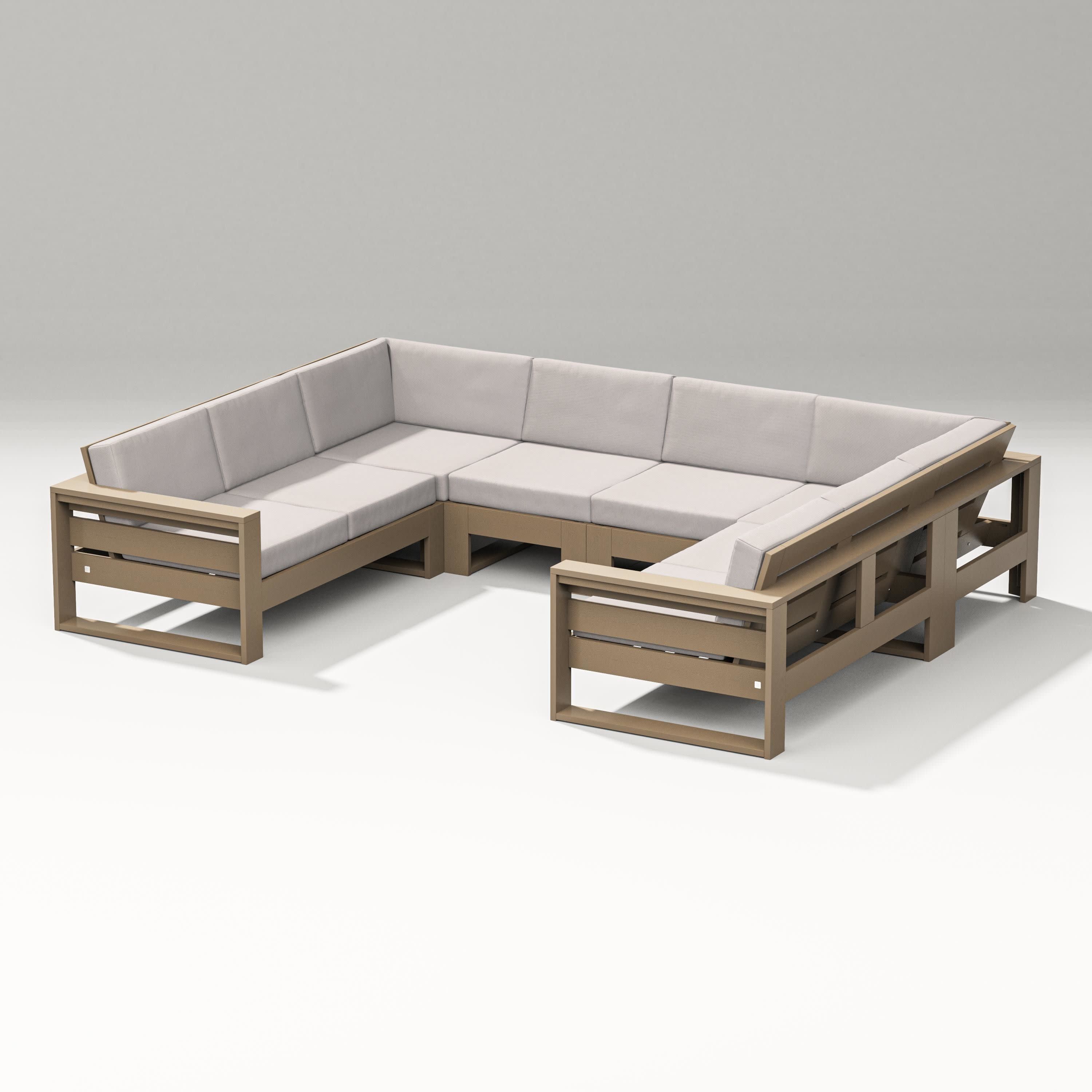 Latitude U-Shaped Sectional in Vintage Sahara / Dune Burlap