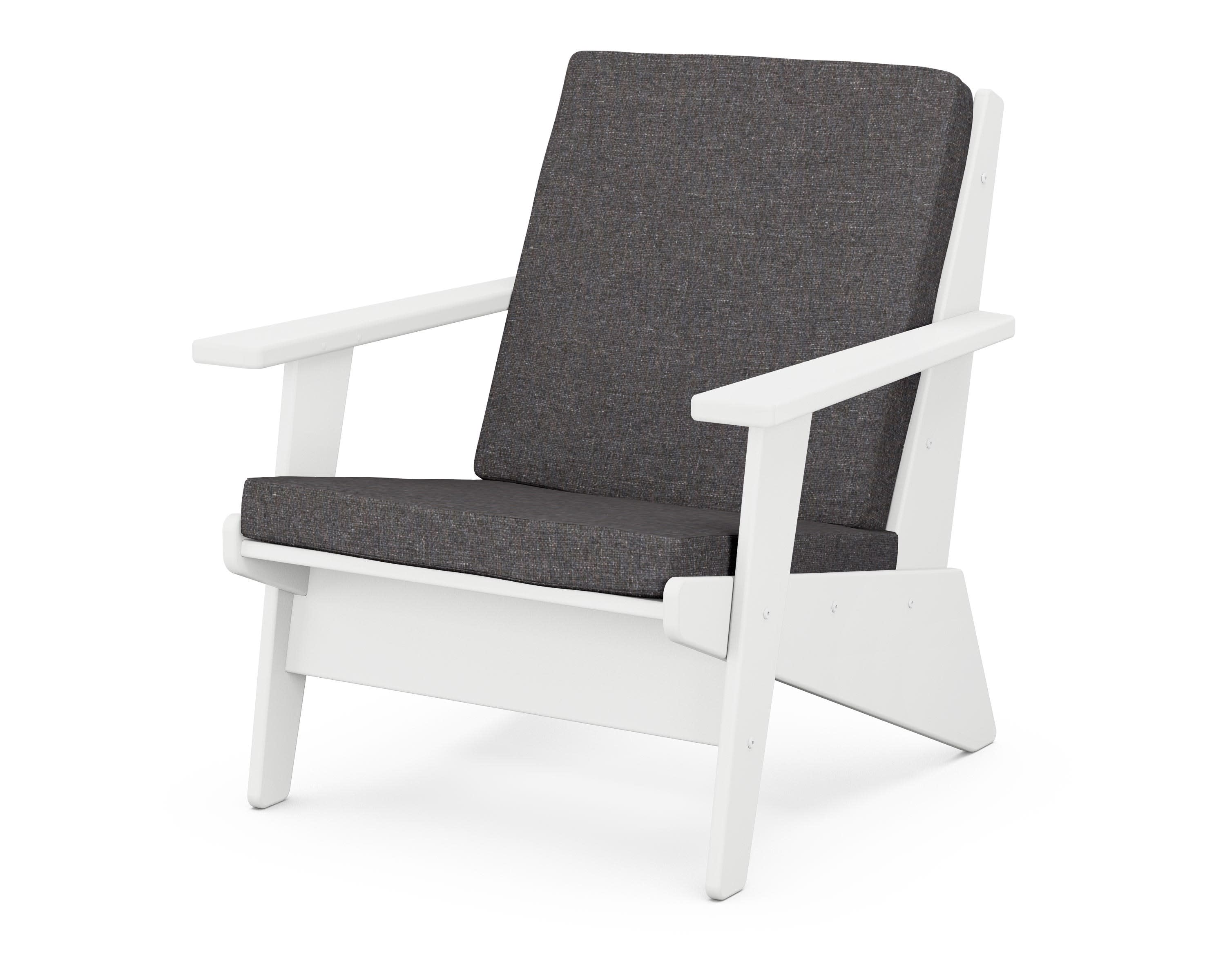 Riviera Modern Lounge Chair in White / Ash Charcoal