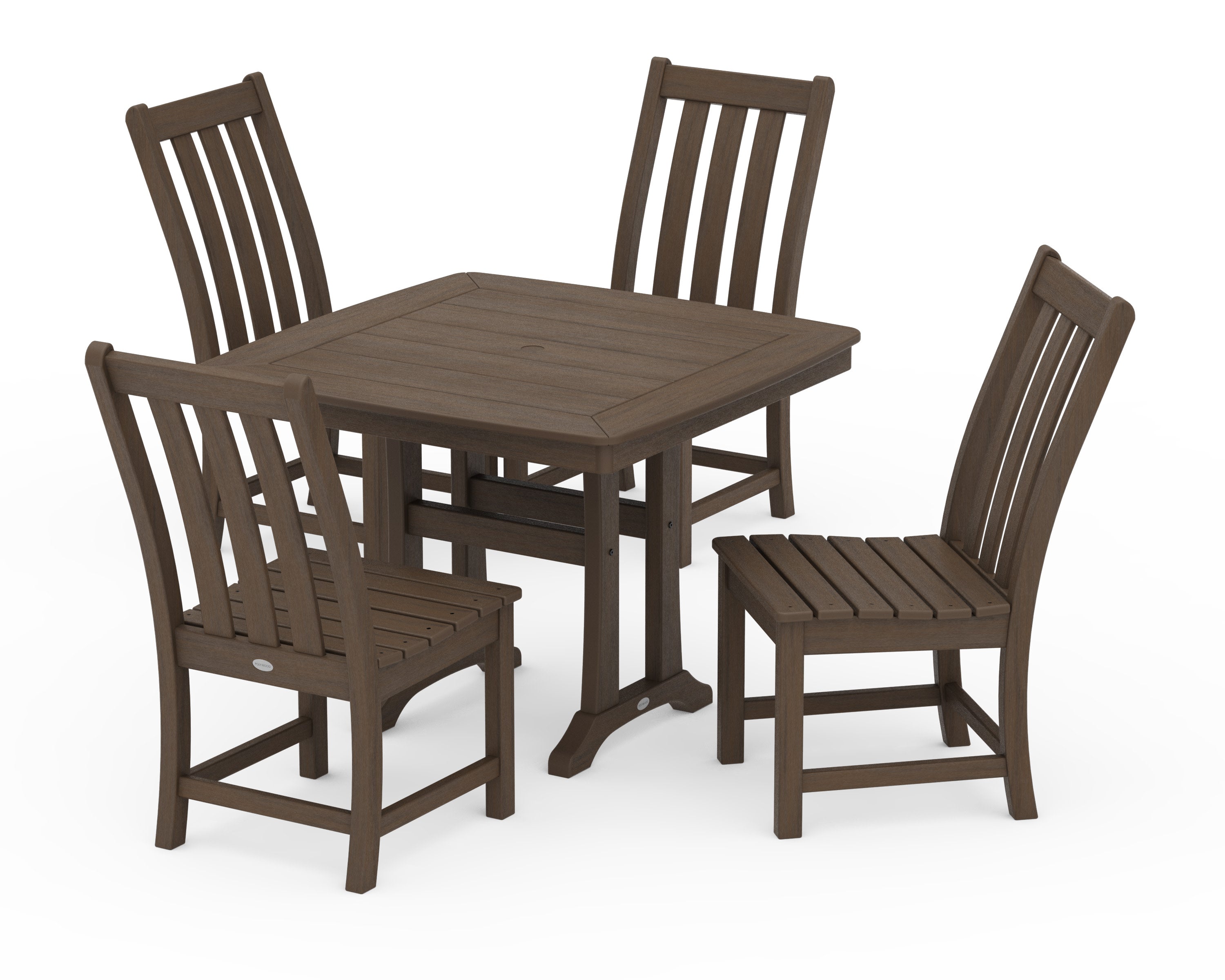 Vineyard Side Chair 5-Piece Dining Set with Trestle Legs in Kona
