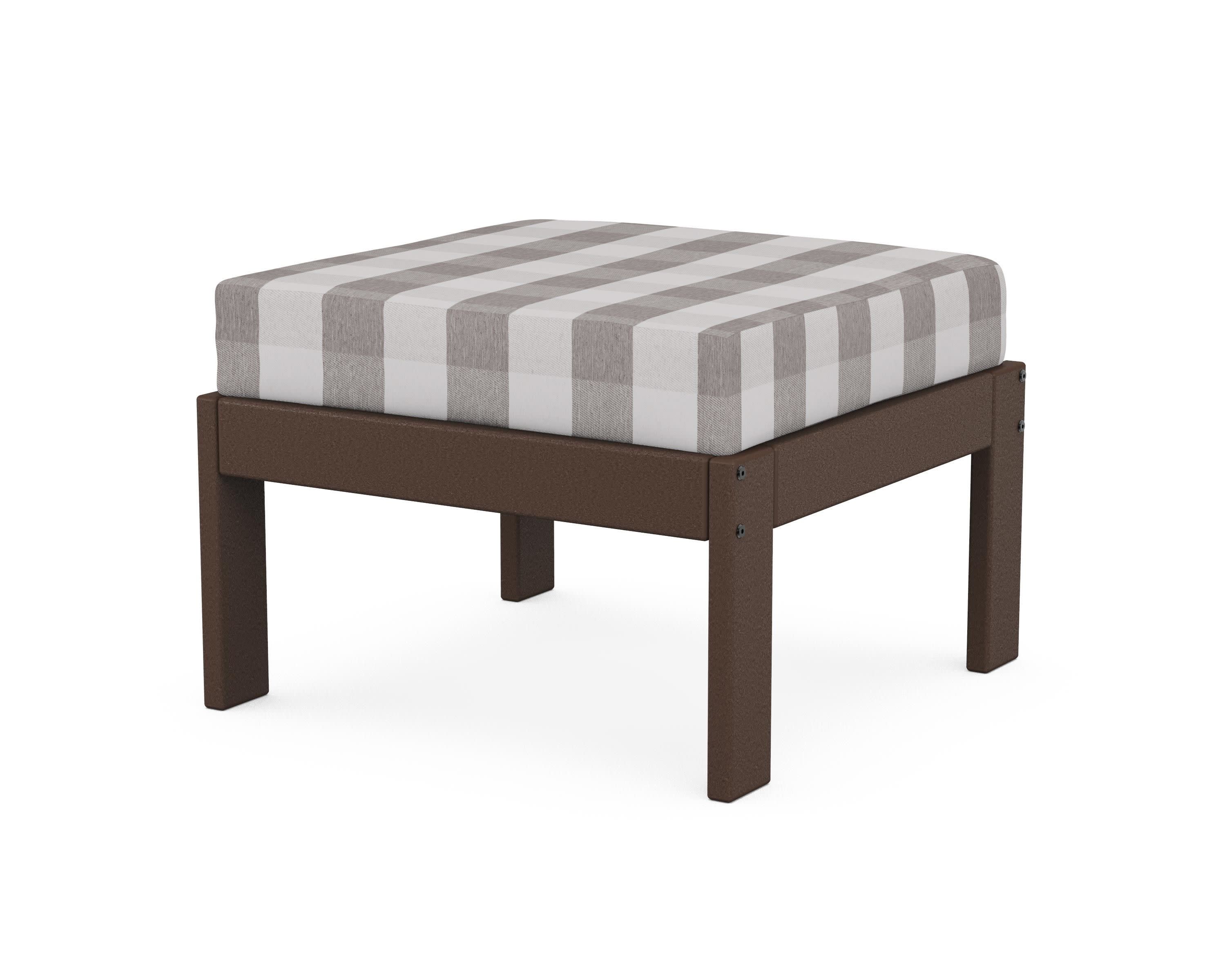 Vineyard Modular Ottoman in Mahogany / Buffalo Plaid Grey Mist
