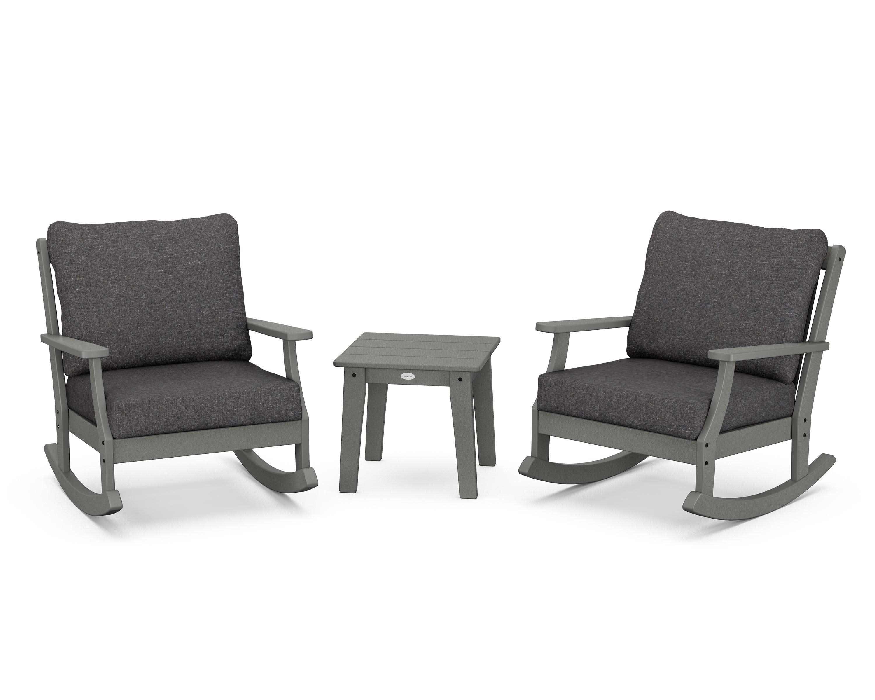 Braxton 3-Piece Deep Seating Rocker Set in Slate Grey / Ash Charcoal