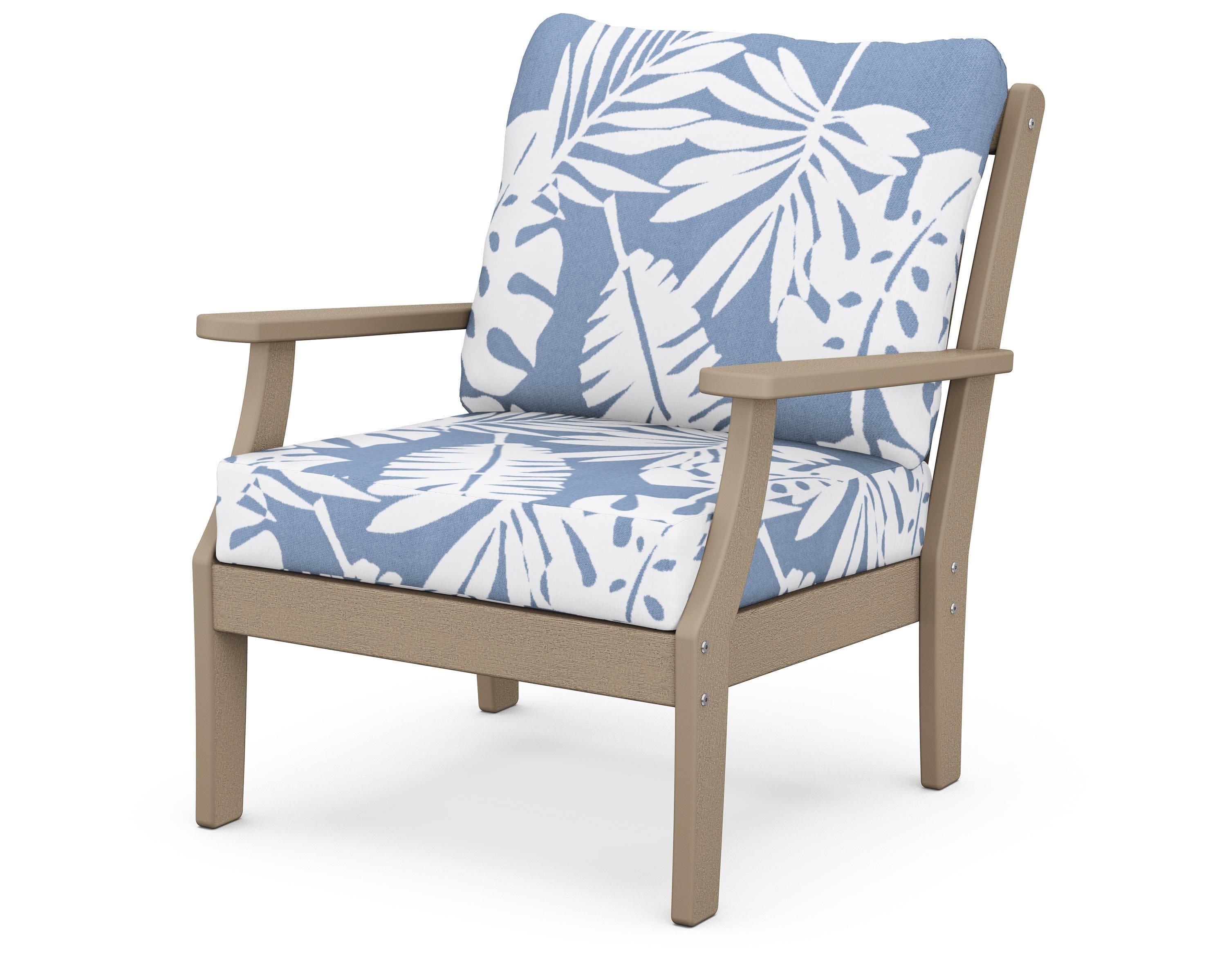 Braxton Deep Seating Chair in Vintage Sahara / Leaf Sky Blue