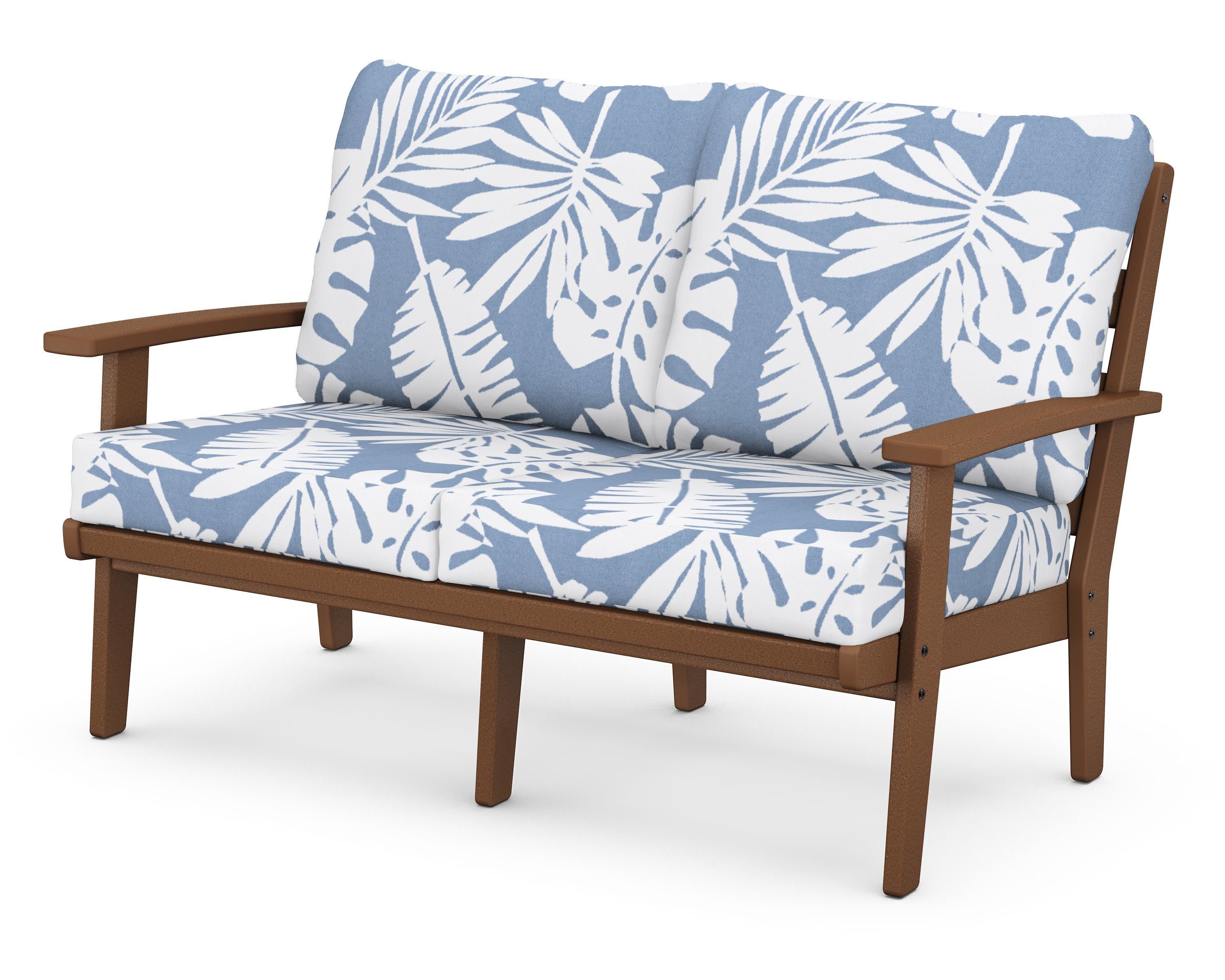 Grant Park Deep Seating Loveseat in Teak / Leaf Sky Blue