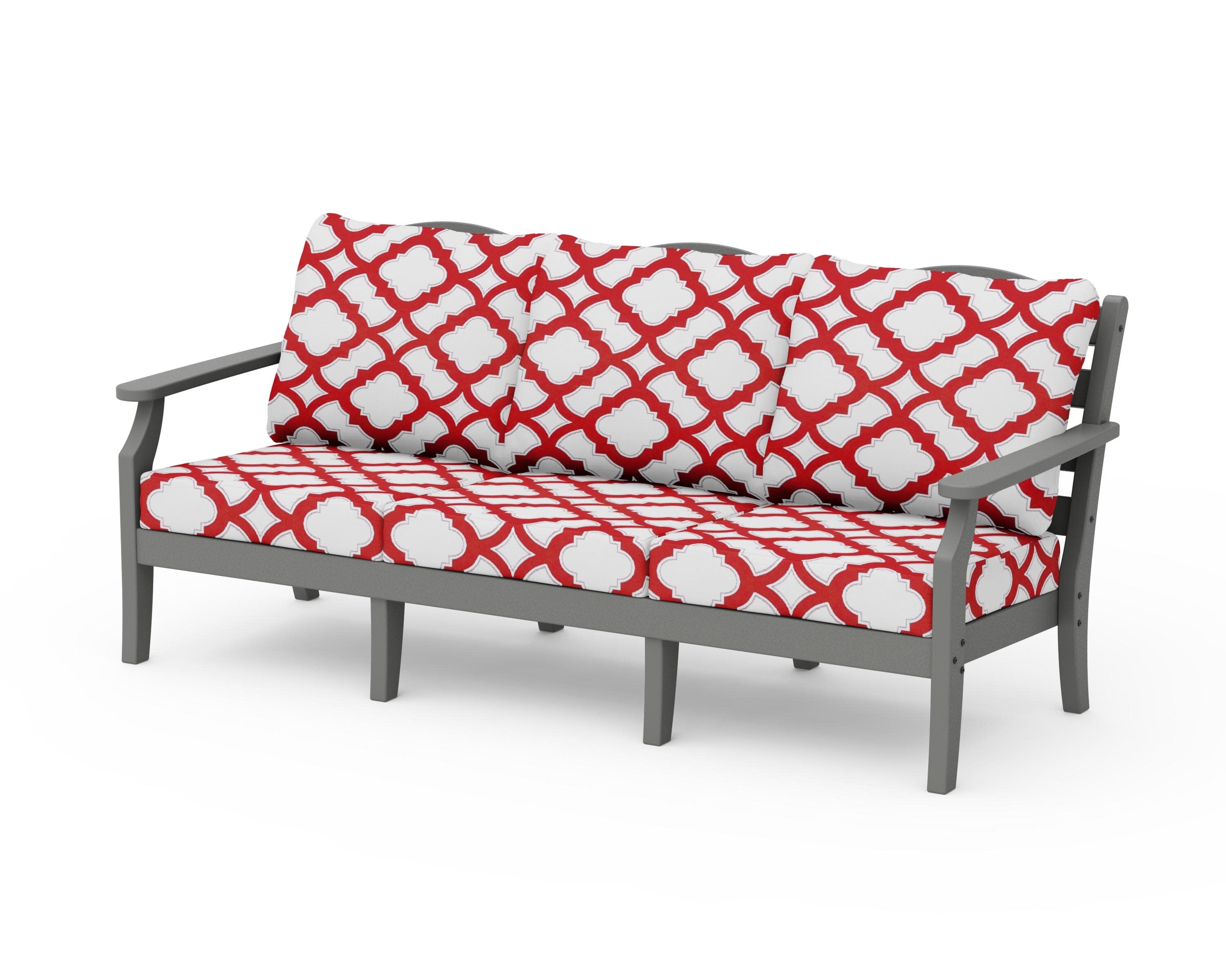 Savannah Deep Seating Sofa in Slate Grey / Trellis Crimson