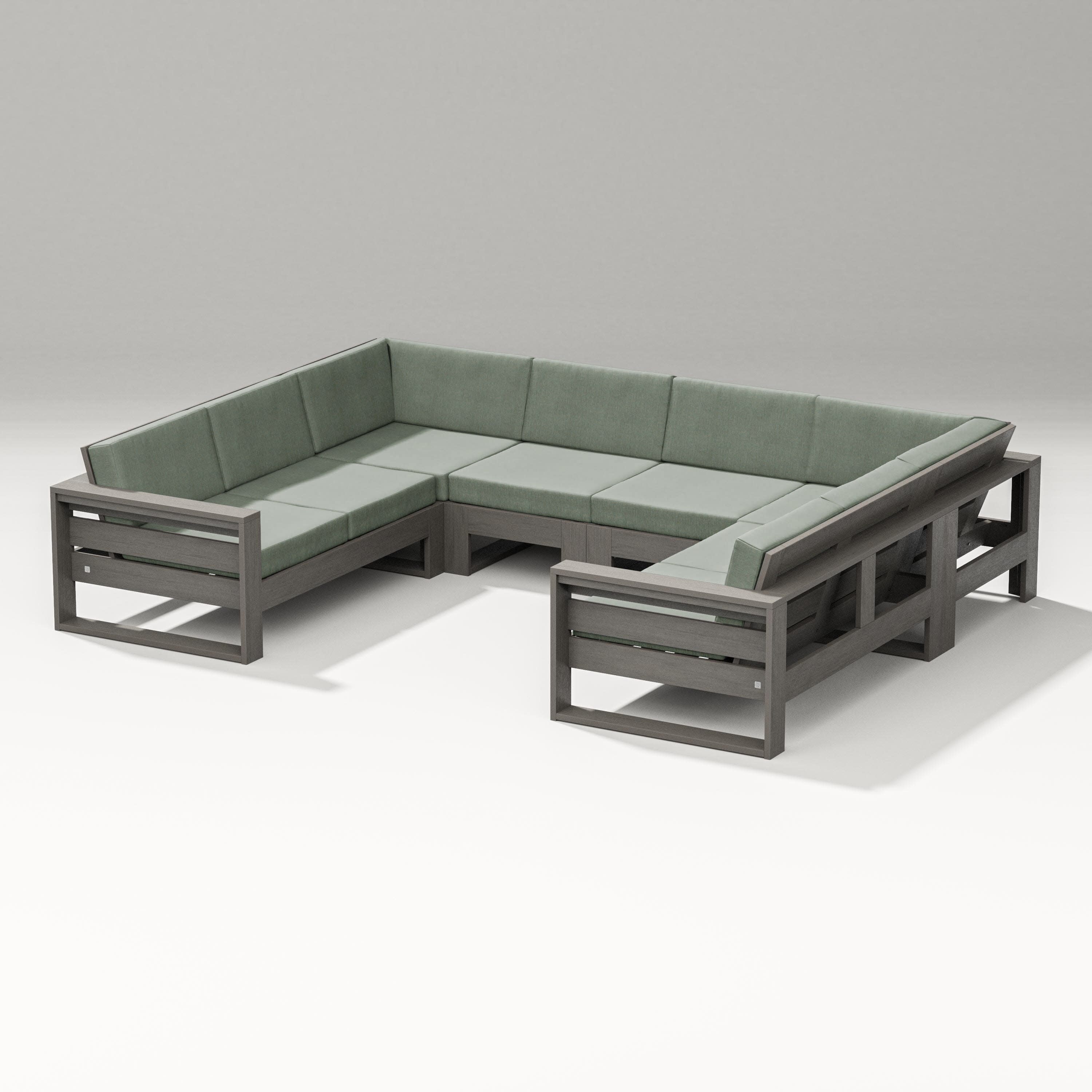 Latitude U-Shaped Sectional in Driftwood / Cast Sage