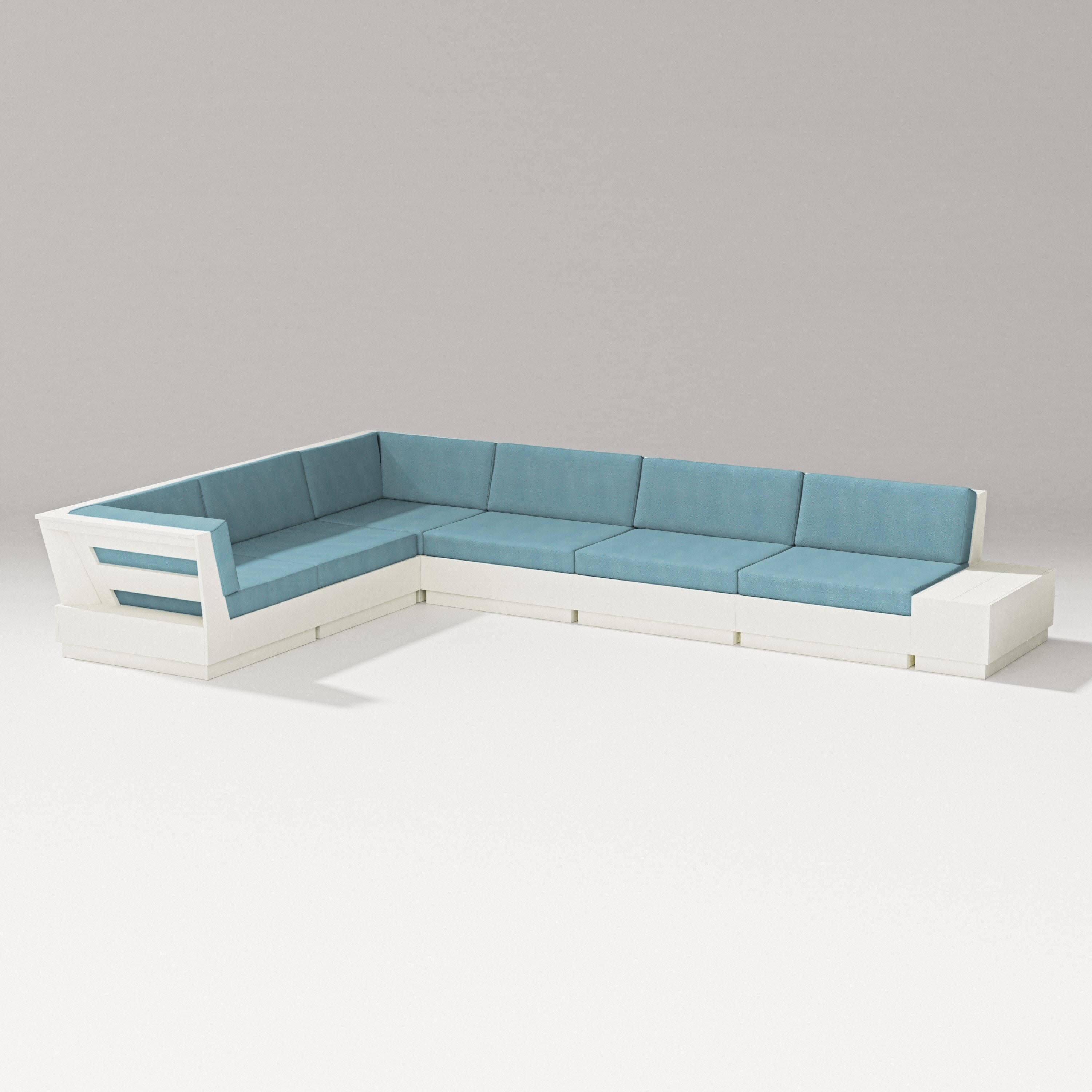 Elevate 7-Piece Corner Sectional in Vintage White / Lattice Sky Blue