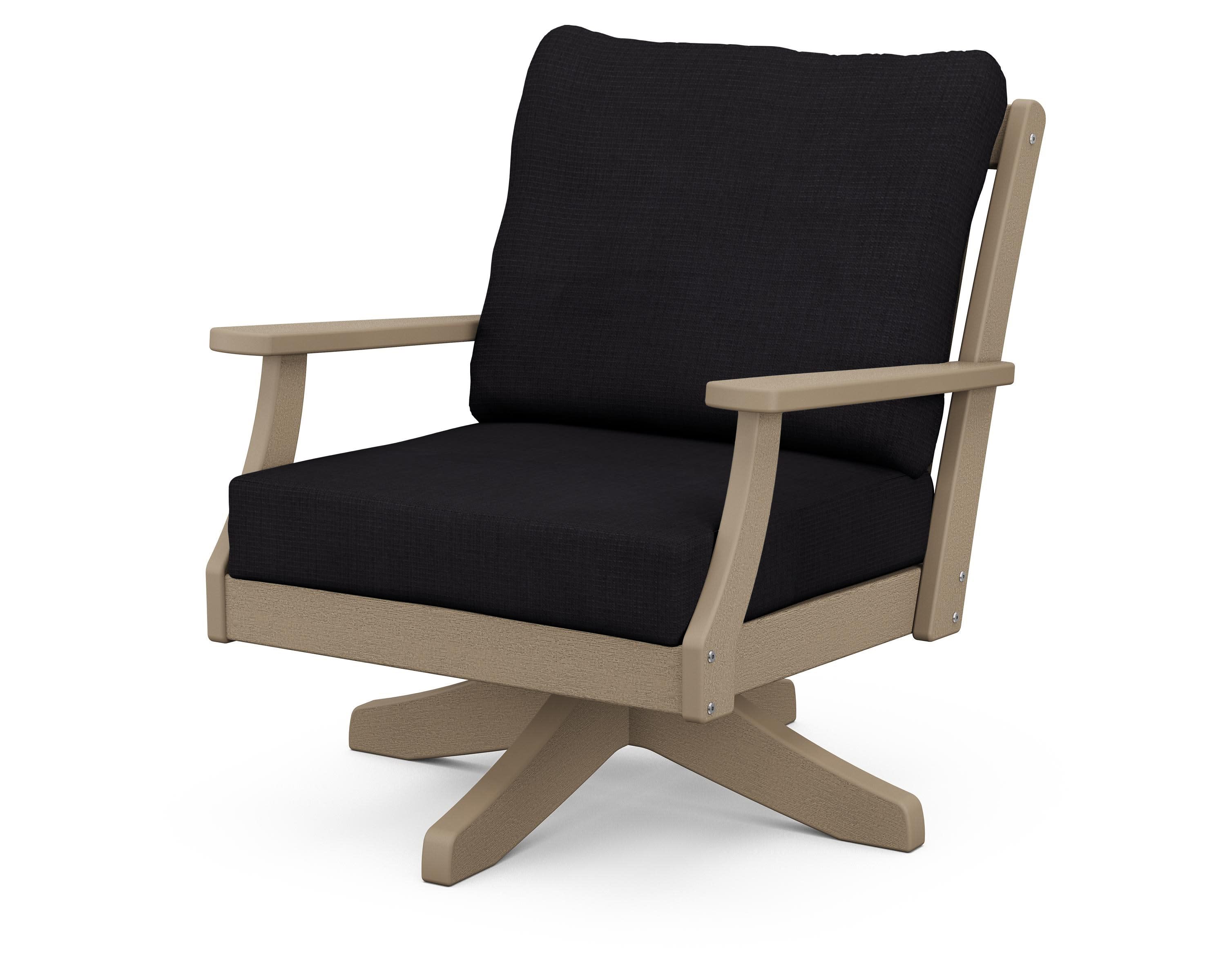 Braxton Deep Seating Swivel Chair in Vintage Sahara / Midnight Linen