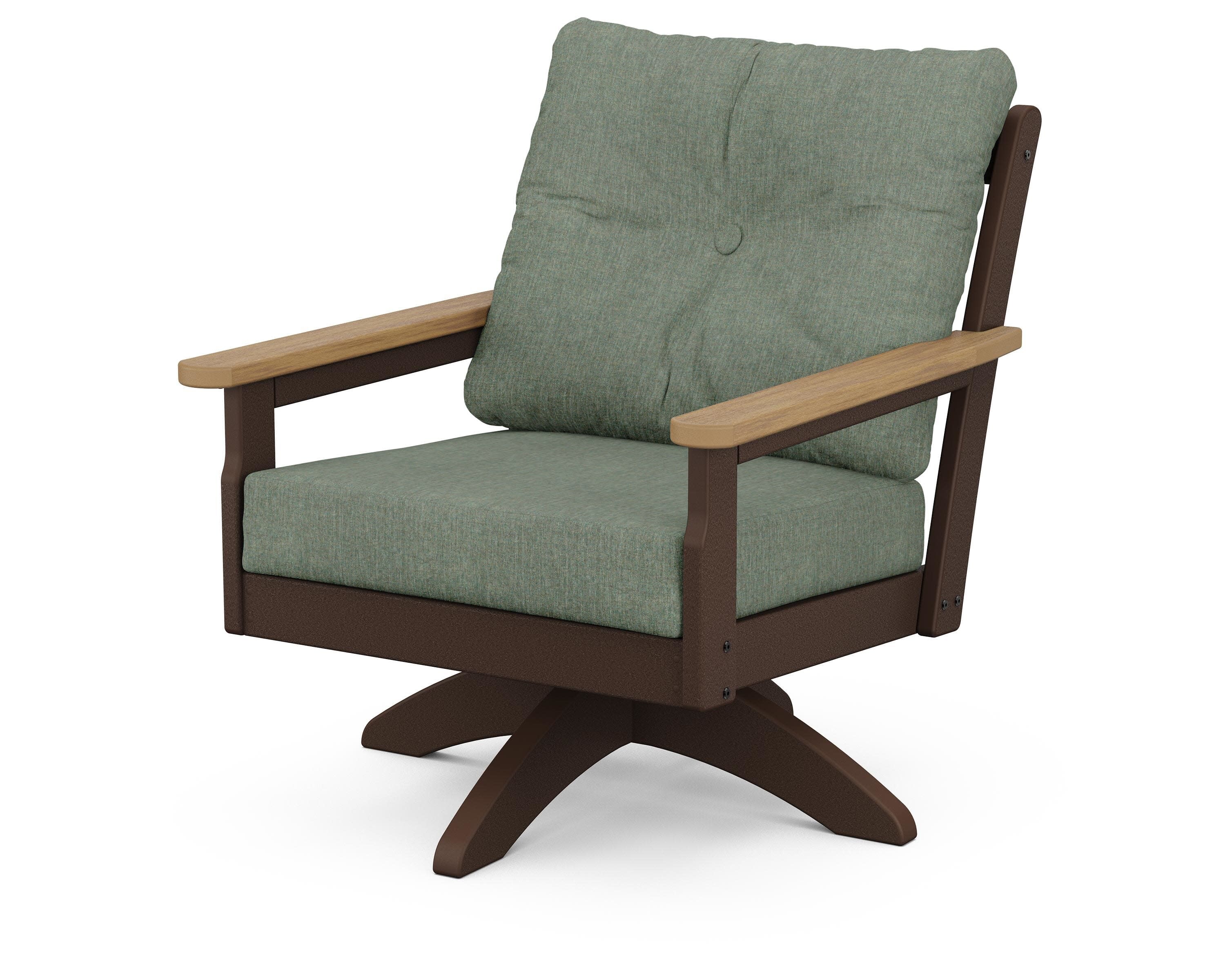 Vineyard Deep Seating Swivel Chair in Mahogany / Natural / Cast Sage