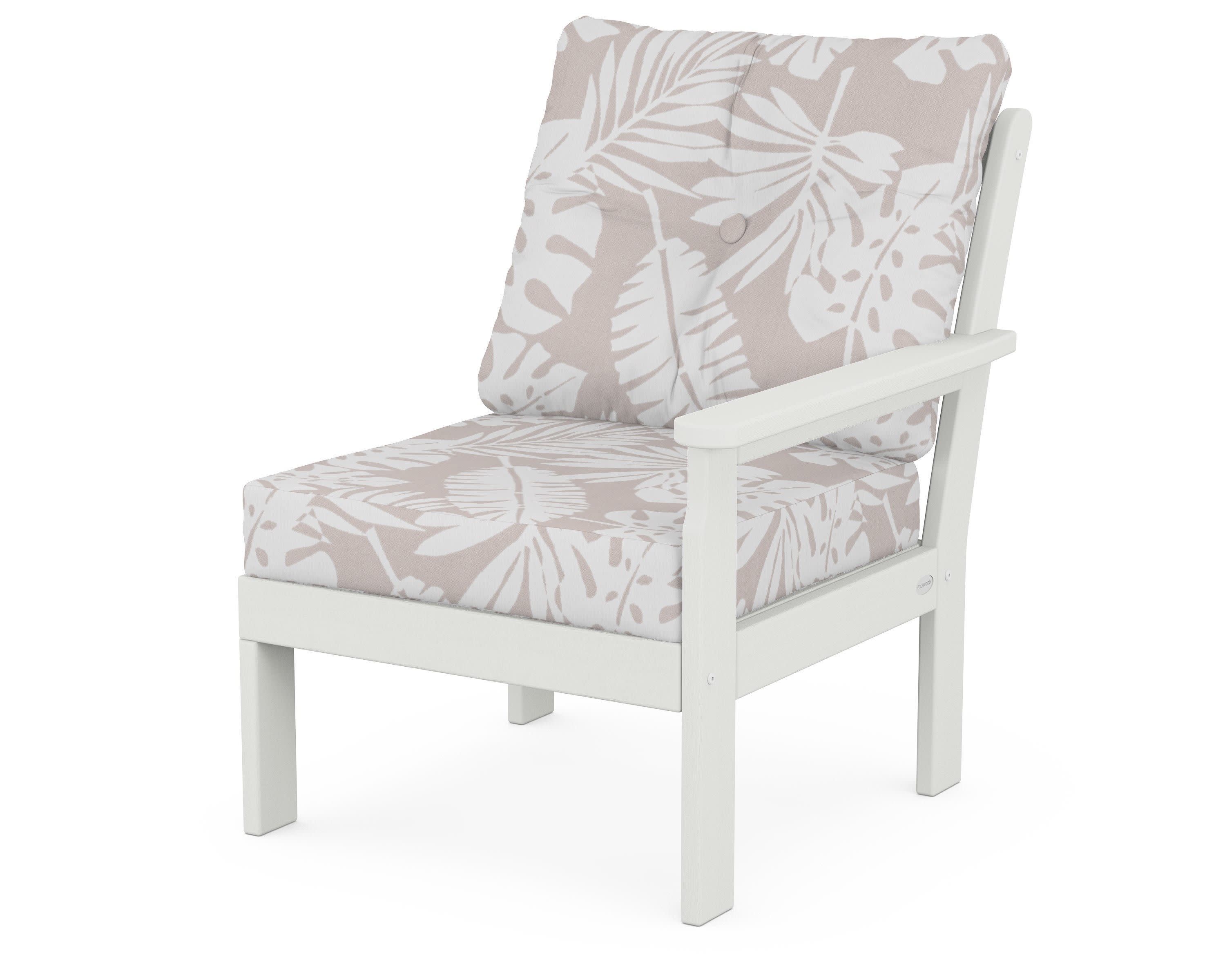 Vineyard Modular Right Arm Chair in Vintage White / Leaf Dune Burlap