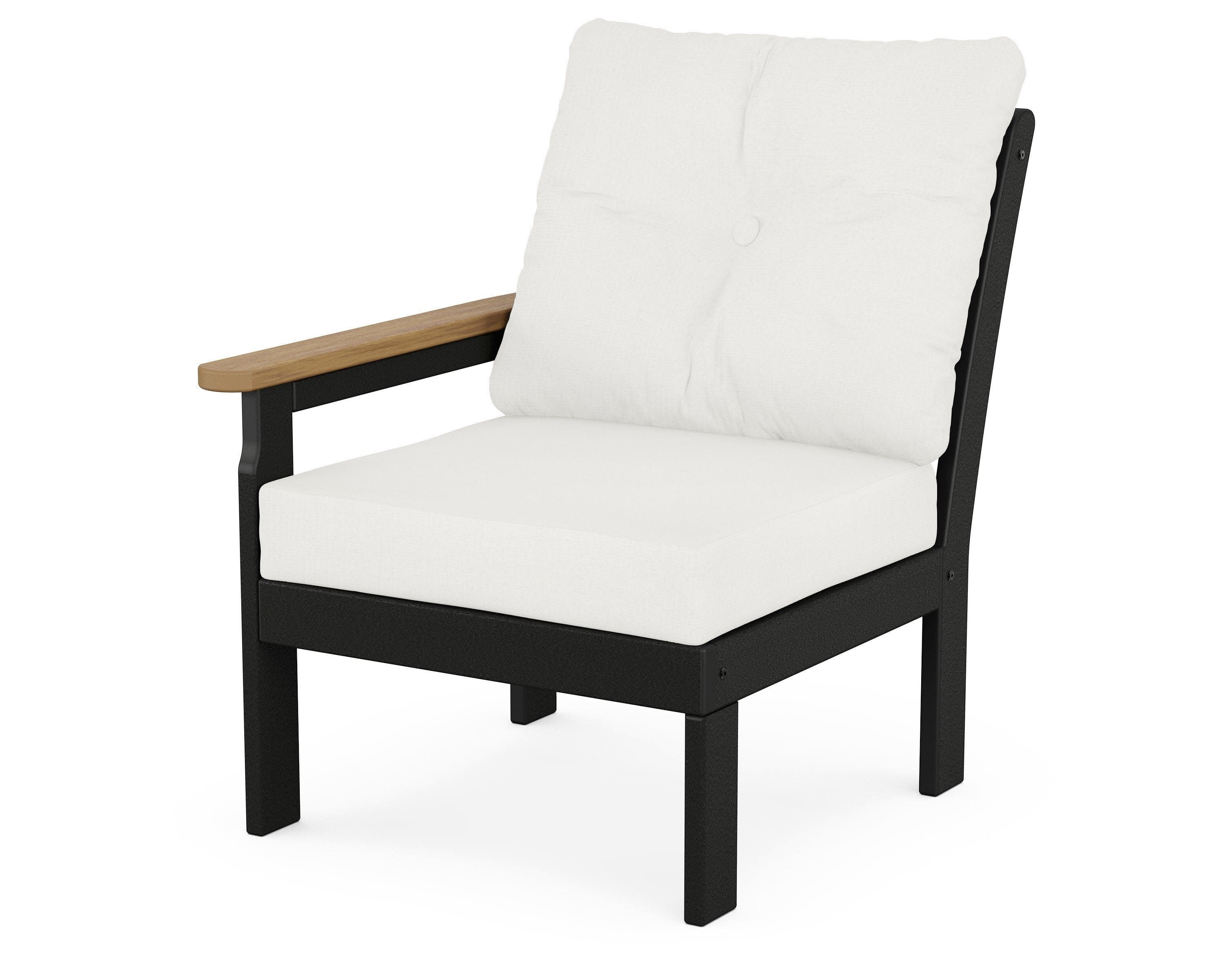 Vineyard Modular Left Arm Chair in Black / Natural / Natural Linen