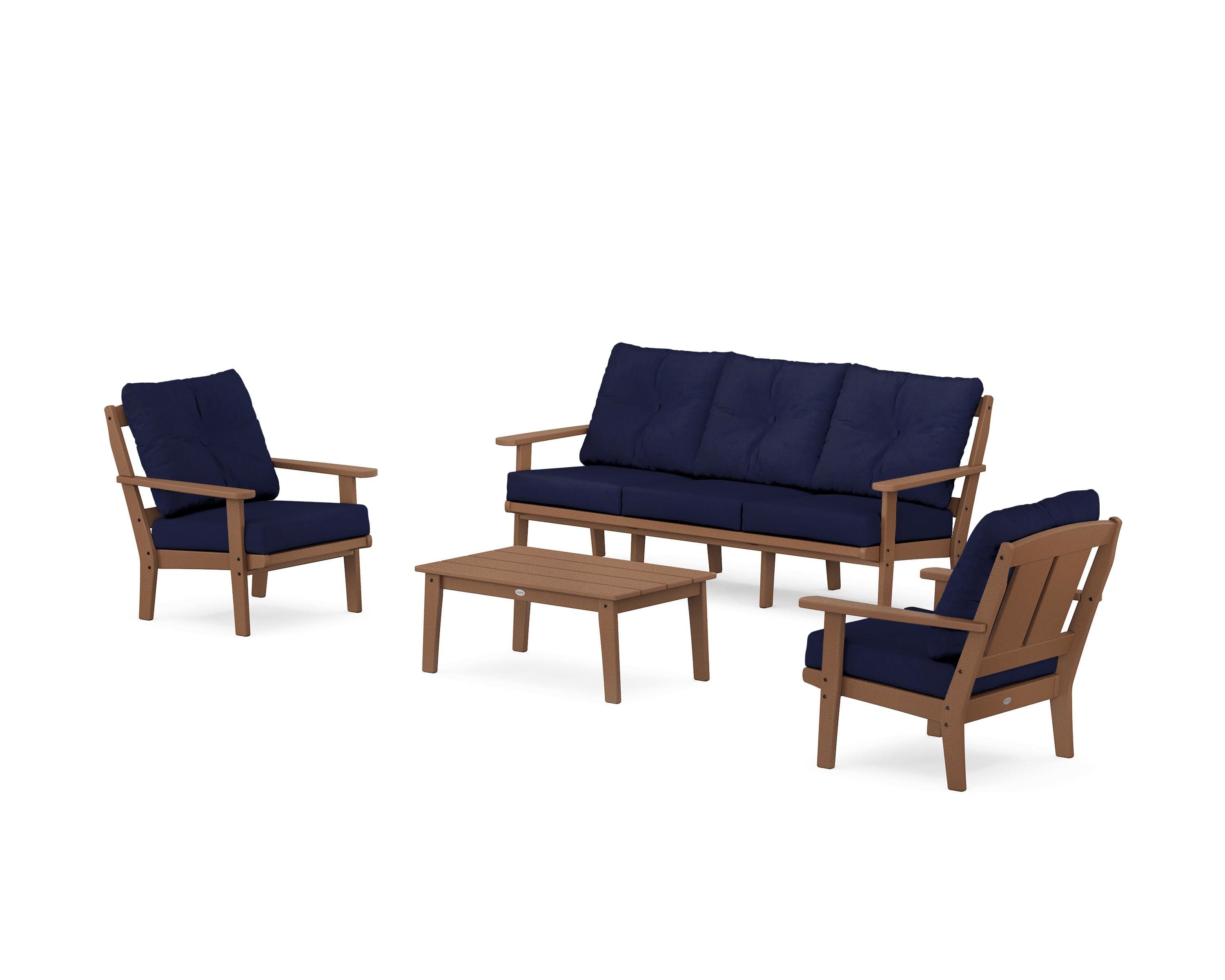 Mission 4-Piece Deep Seating Set with Sofa in Teak / Navy