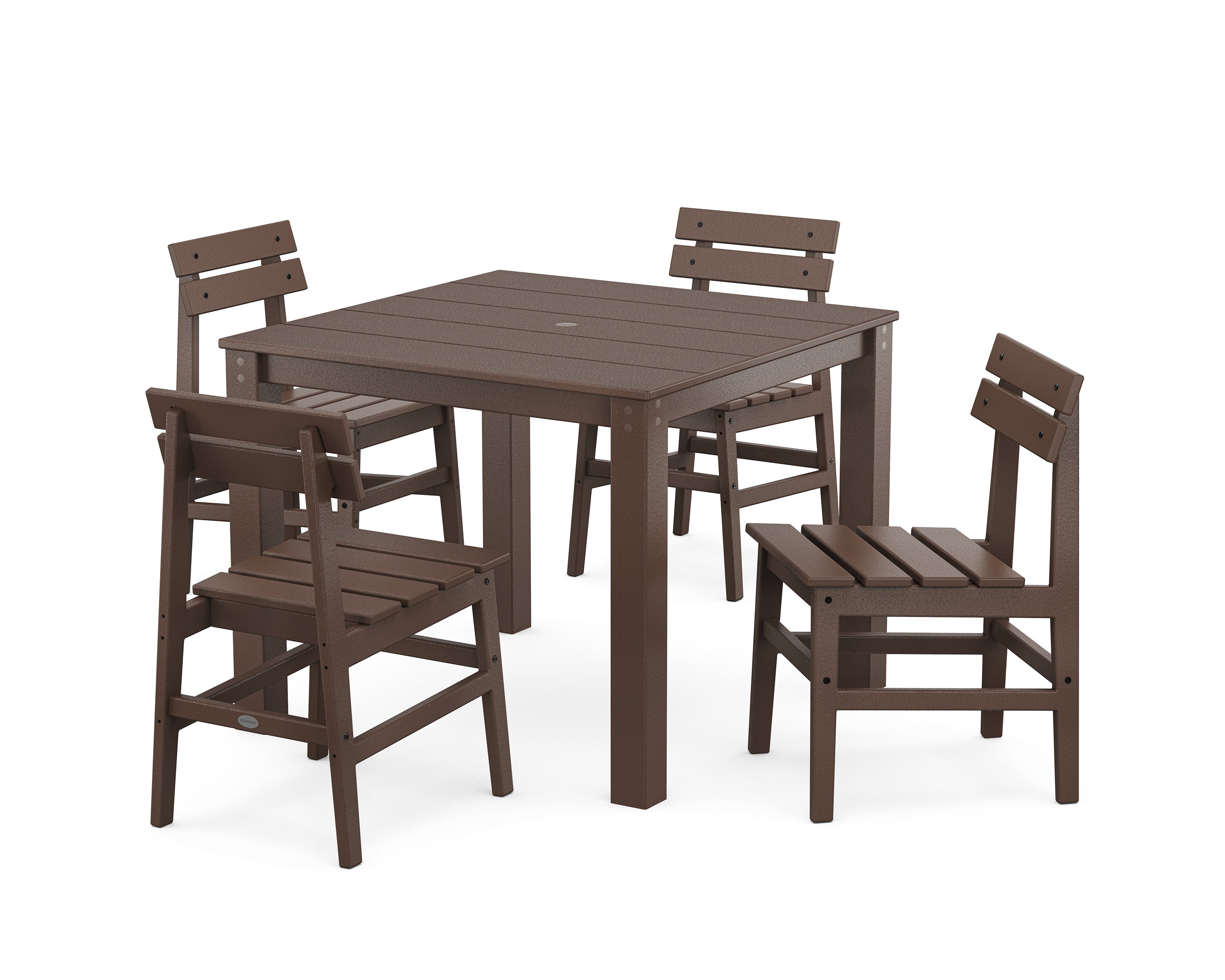 Modern Studio Plaza Chair 5-Piece Parsons Dining Set in Mahogany