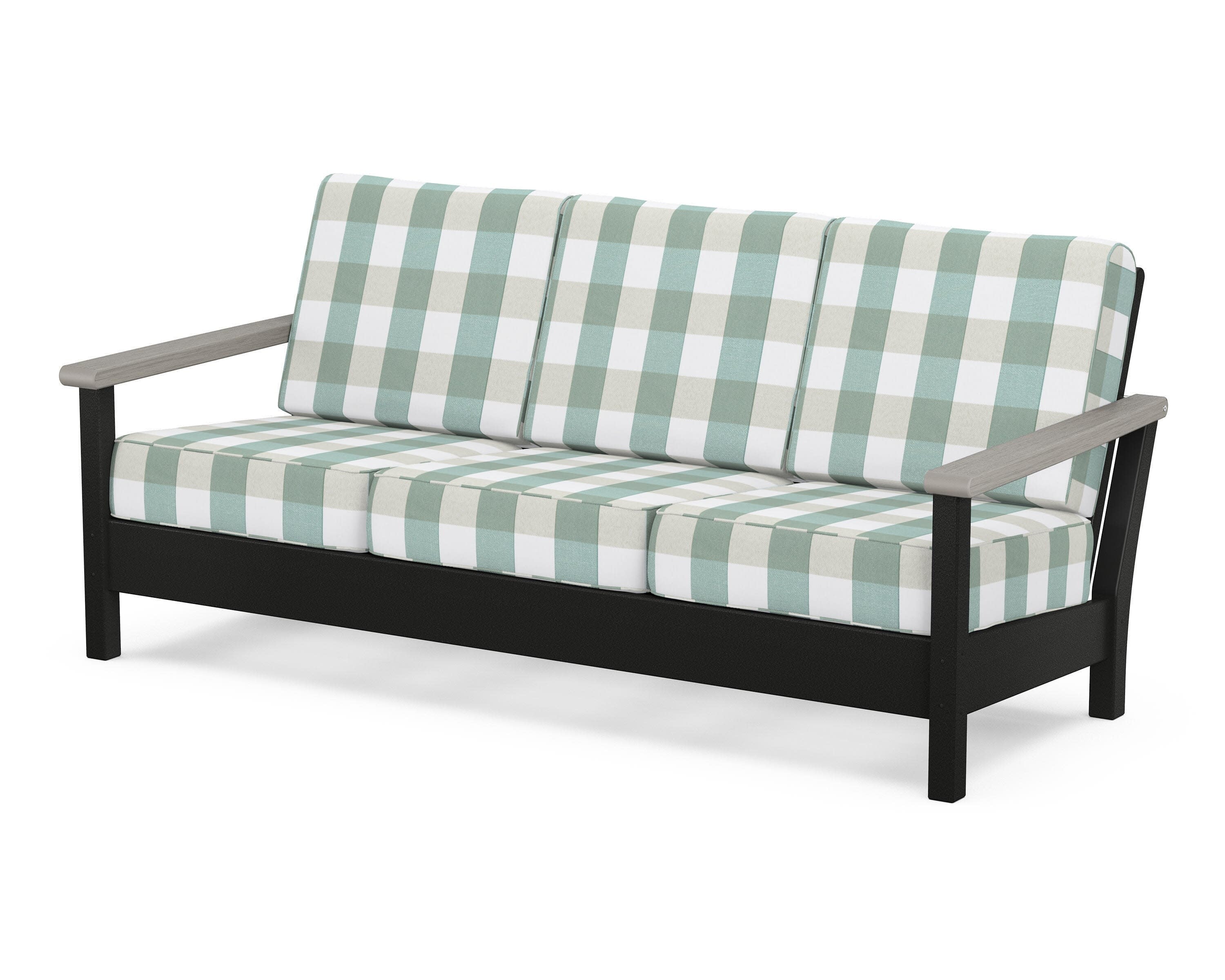 Harbour Deep Seating Sofa in Black / Driftwood / Buffalo Plaid Glacier Spa