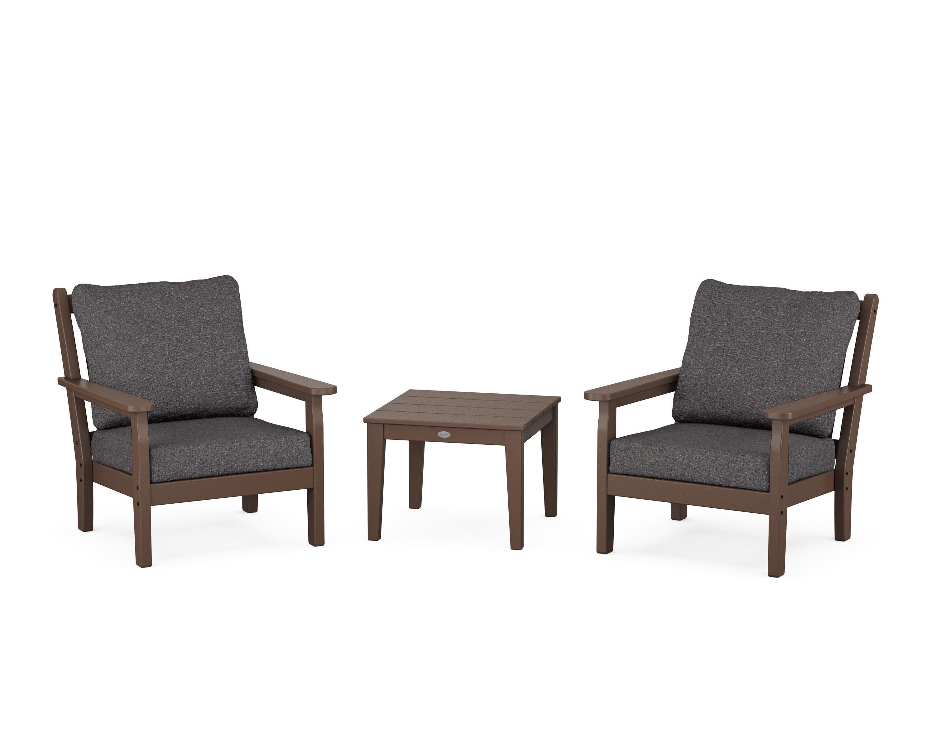 Chippendale 3-Piece Deep Seating Set in Mahogany / Ash Charcoal