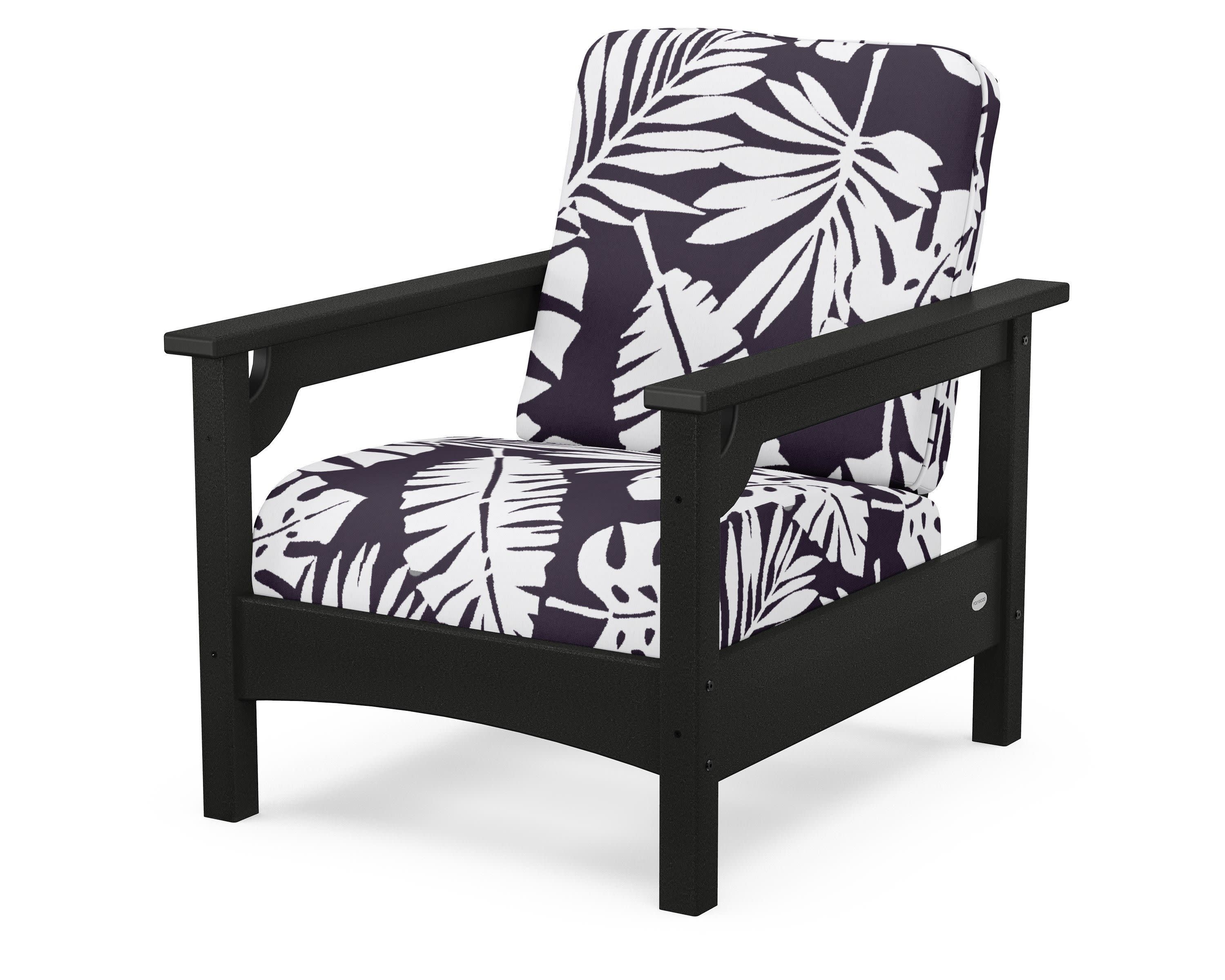 Club Chair in Black / Leaf Navy