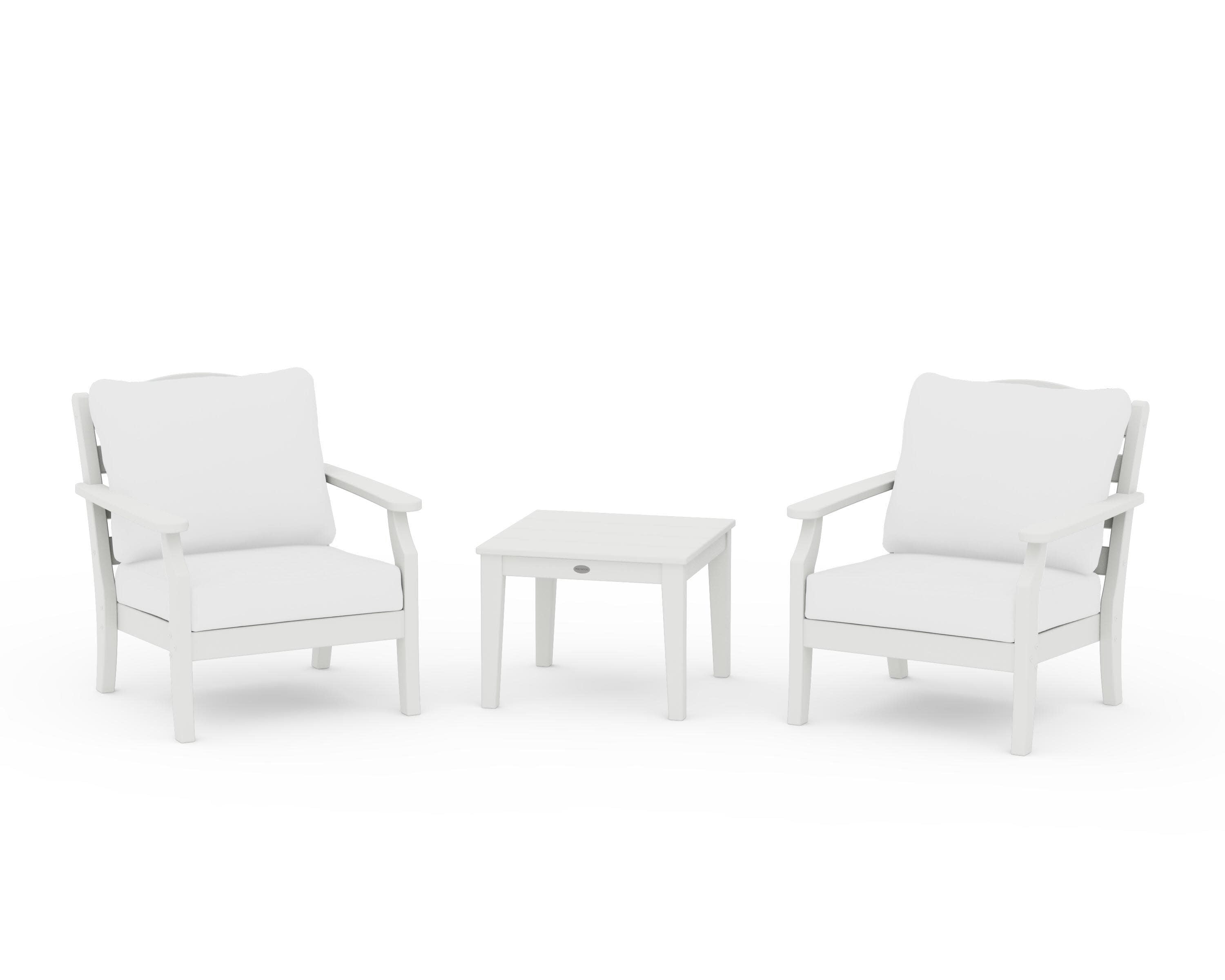 Savannah 3-Piece Deep Seating Set in Vintage White / Natural
