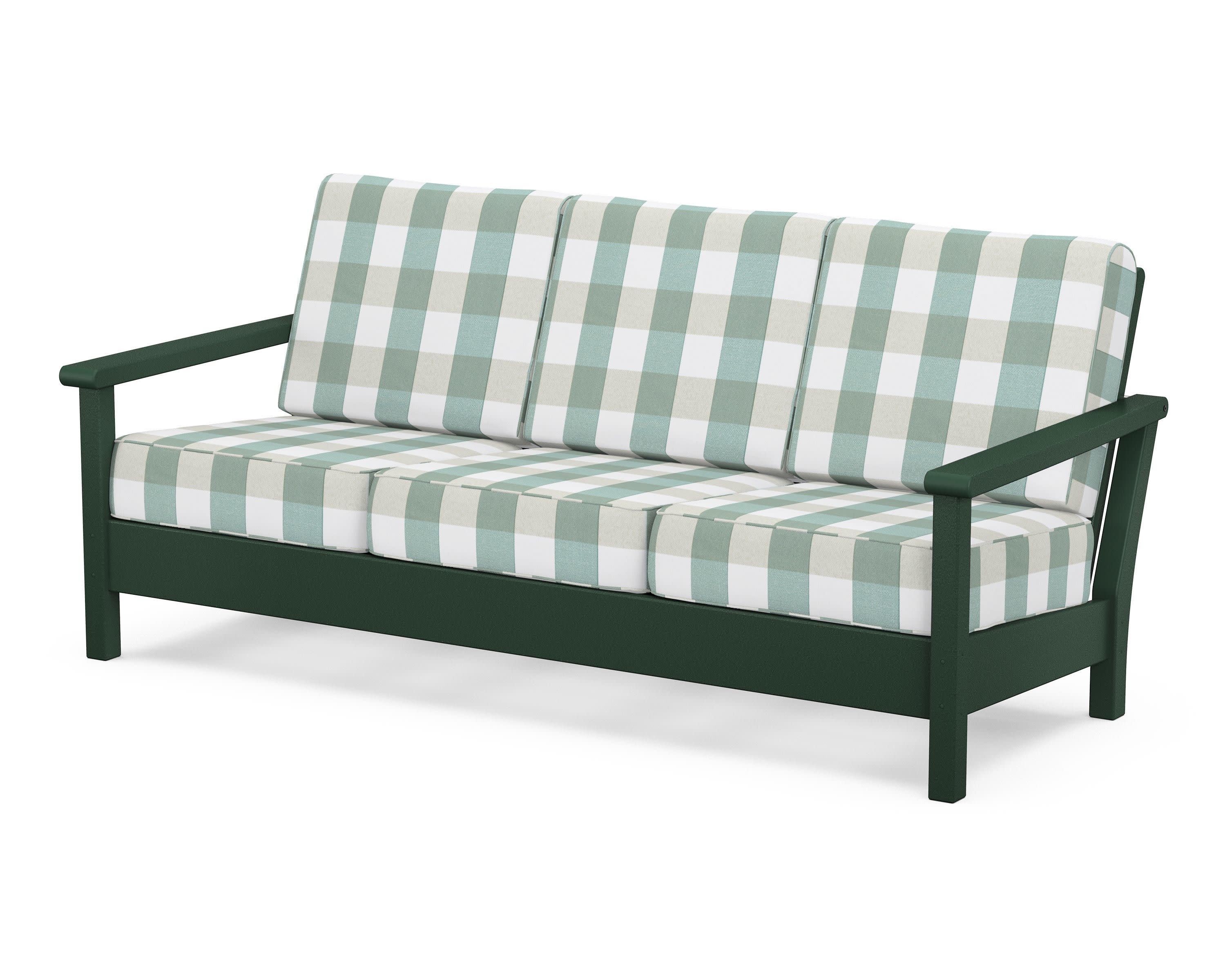 Harbour Deep Seating Sofa in Green / Buffalo Plaid Glacier Spa