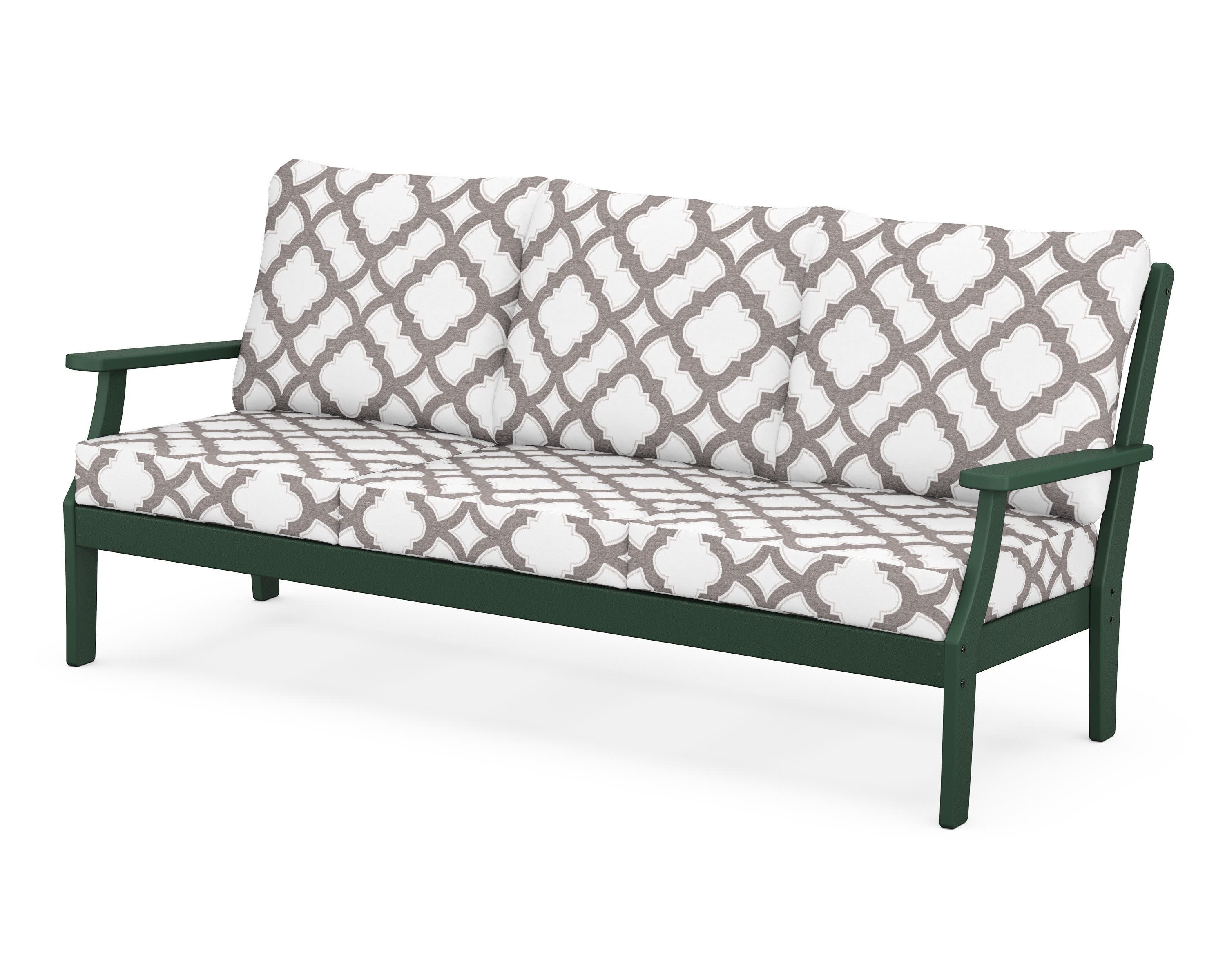 Braxton Deep Seating Sofa in Green / Trellis Grey Mist