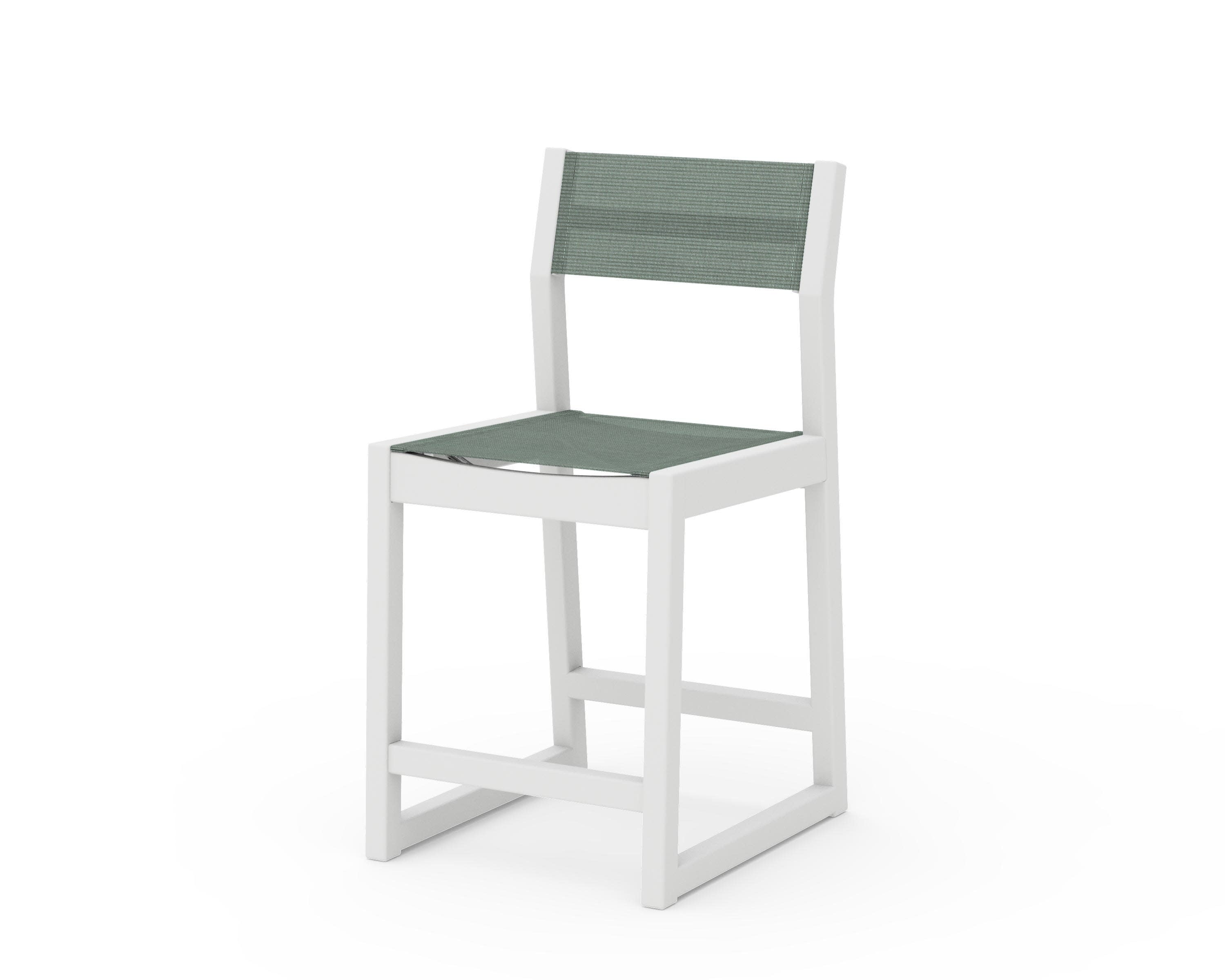 EDGE Sling Counter Side Chair in White / Dupioni Sea Mist Sling