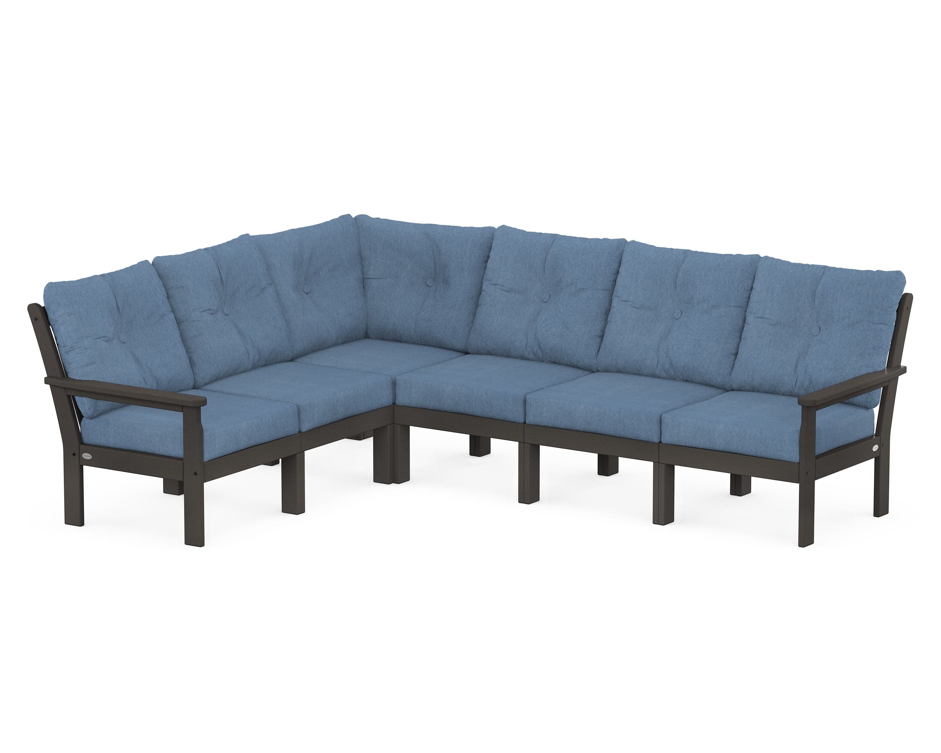 Vineyard 6-Piece Sectional in Vintage Coffee / Sky Blue