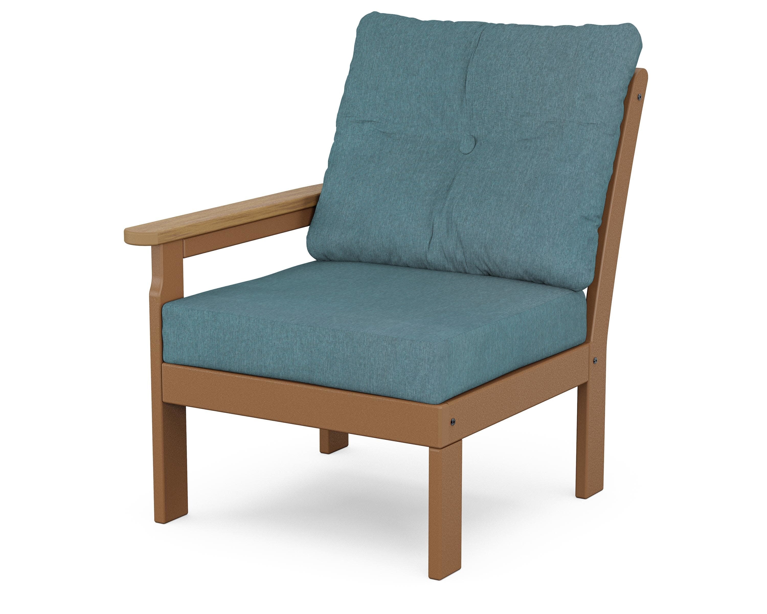 Vineyard Modular Left Arm Chair in Teak / Natural / Ocean Teal