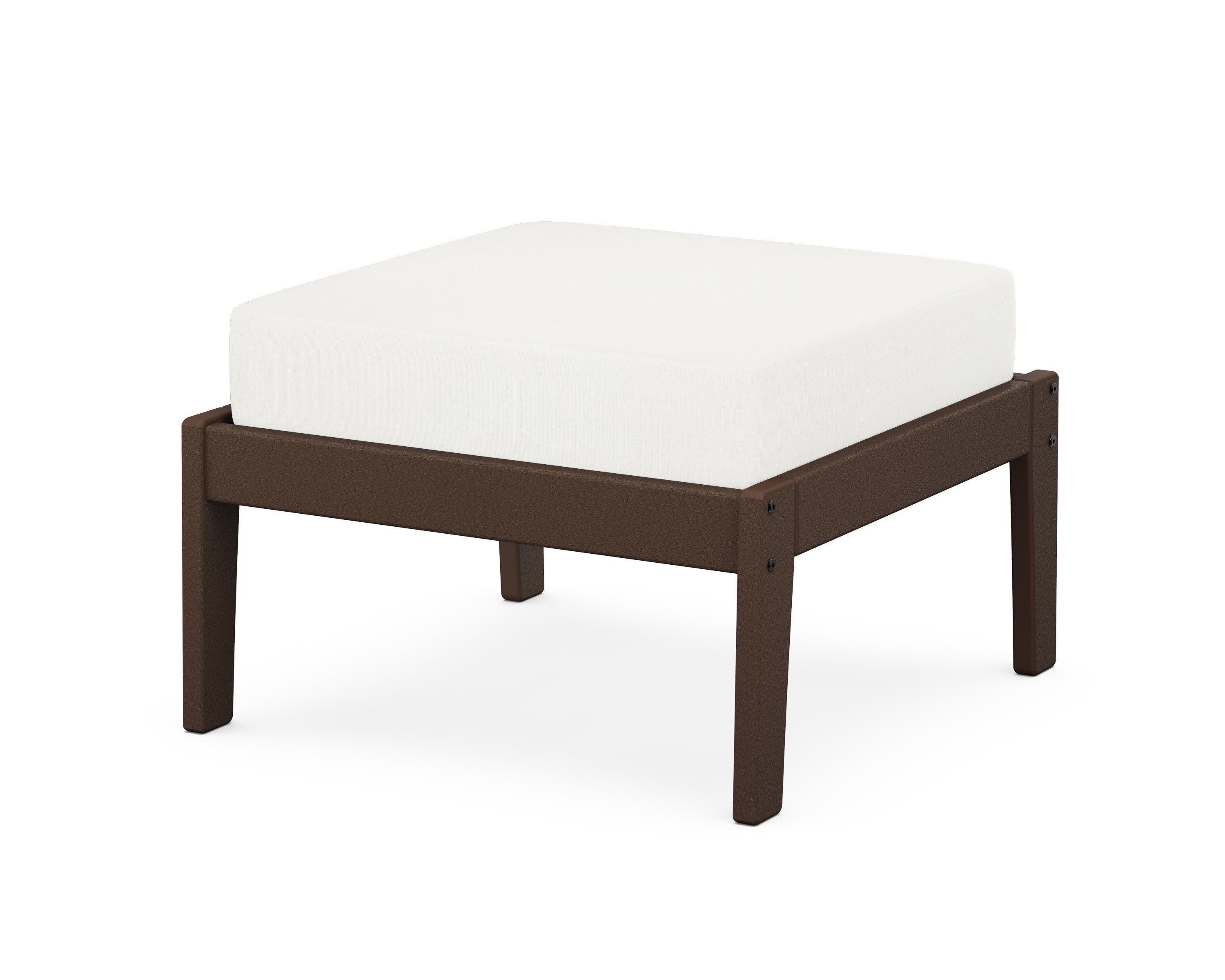 Deep Seating Ottoman in Mahogany / Natural Linen