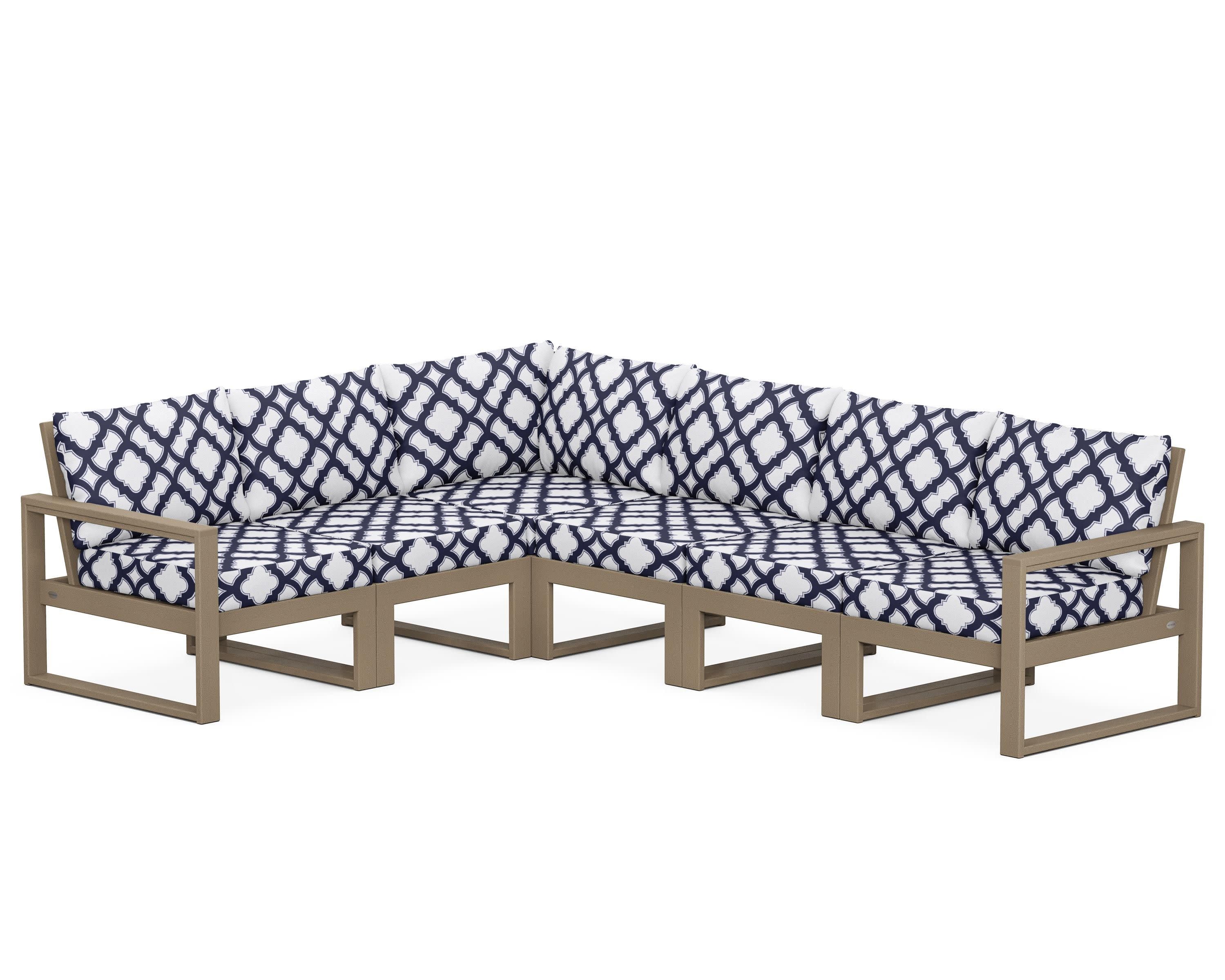 EDGE 6-Piece Modular Deep Seating Set in Vintage Sahara / Trellis Navy
