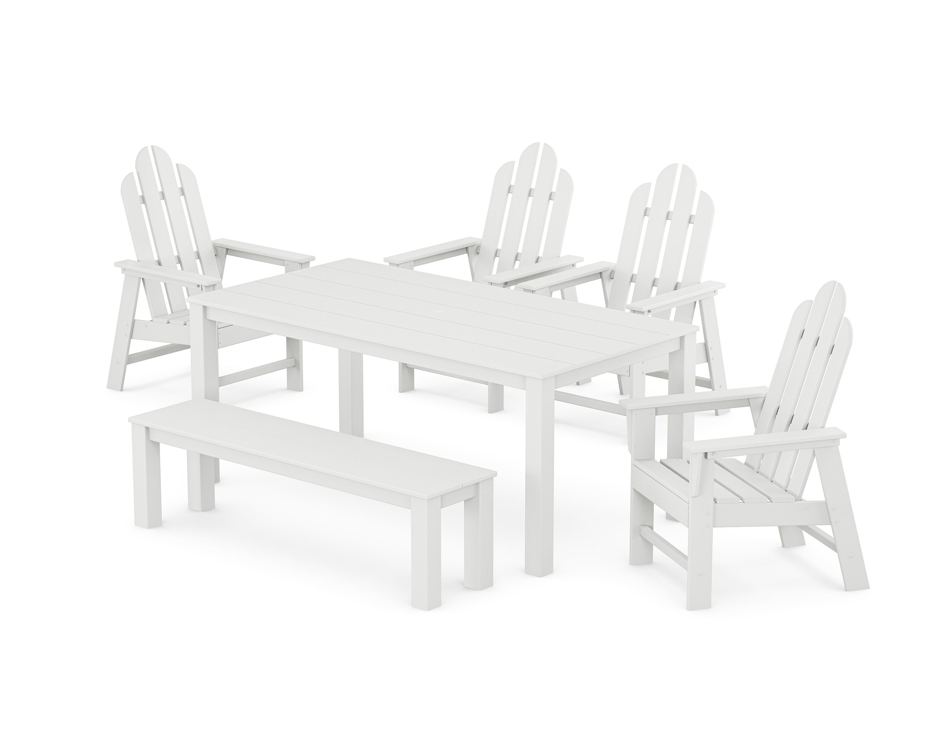Long Island 6-Piece Parsons Dining Set with Bench in White