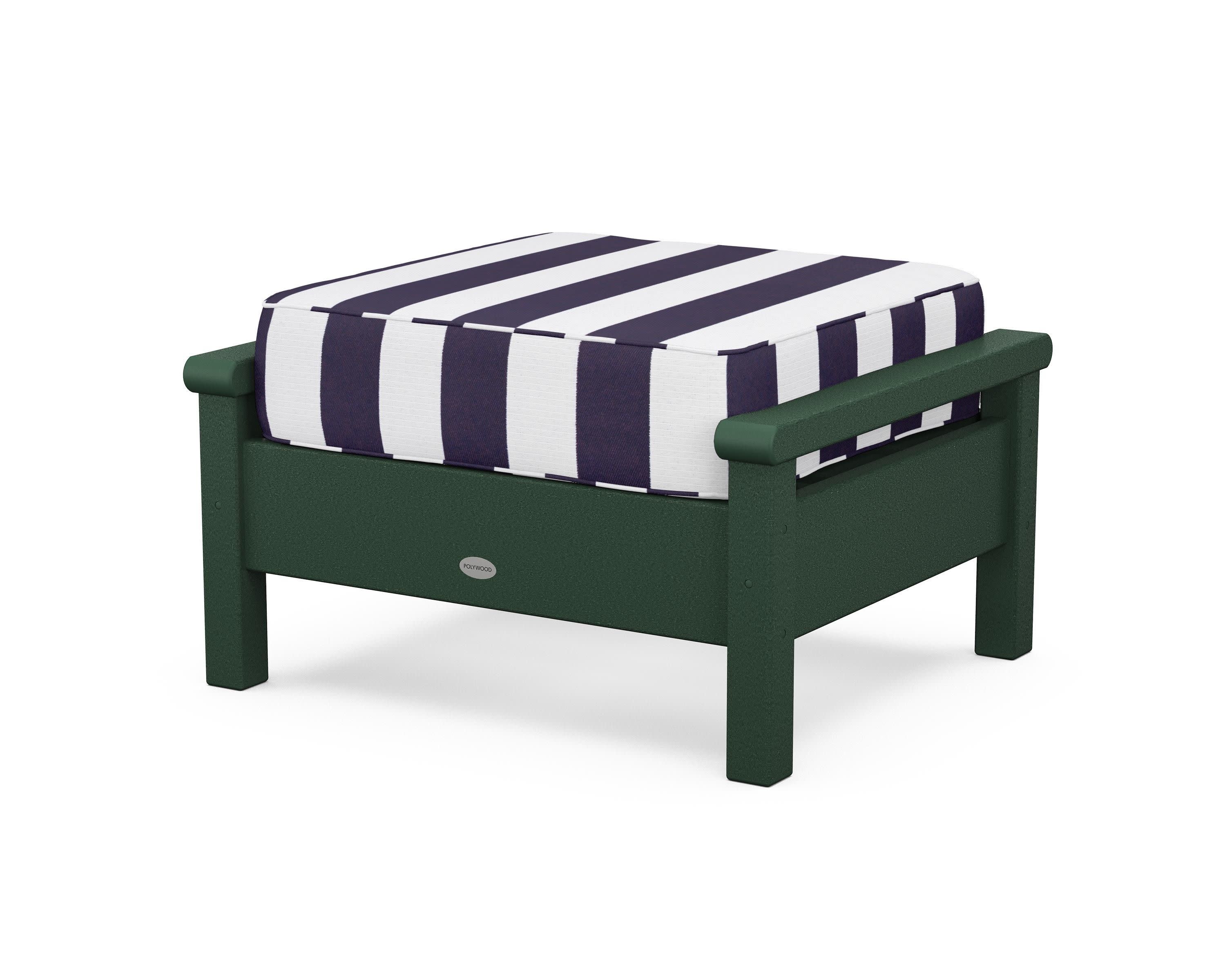 Harbour Deep Seating Ottoman in Green / Cabana Stripe Navy