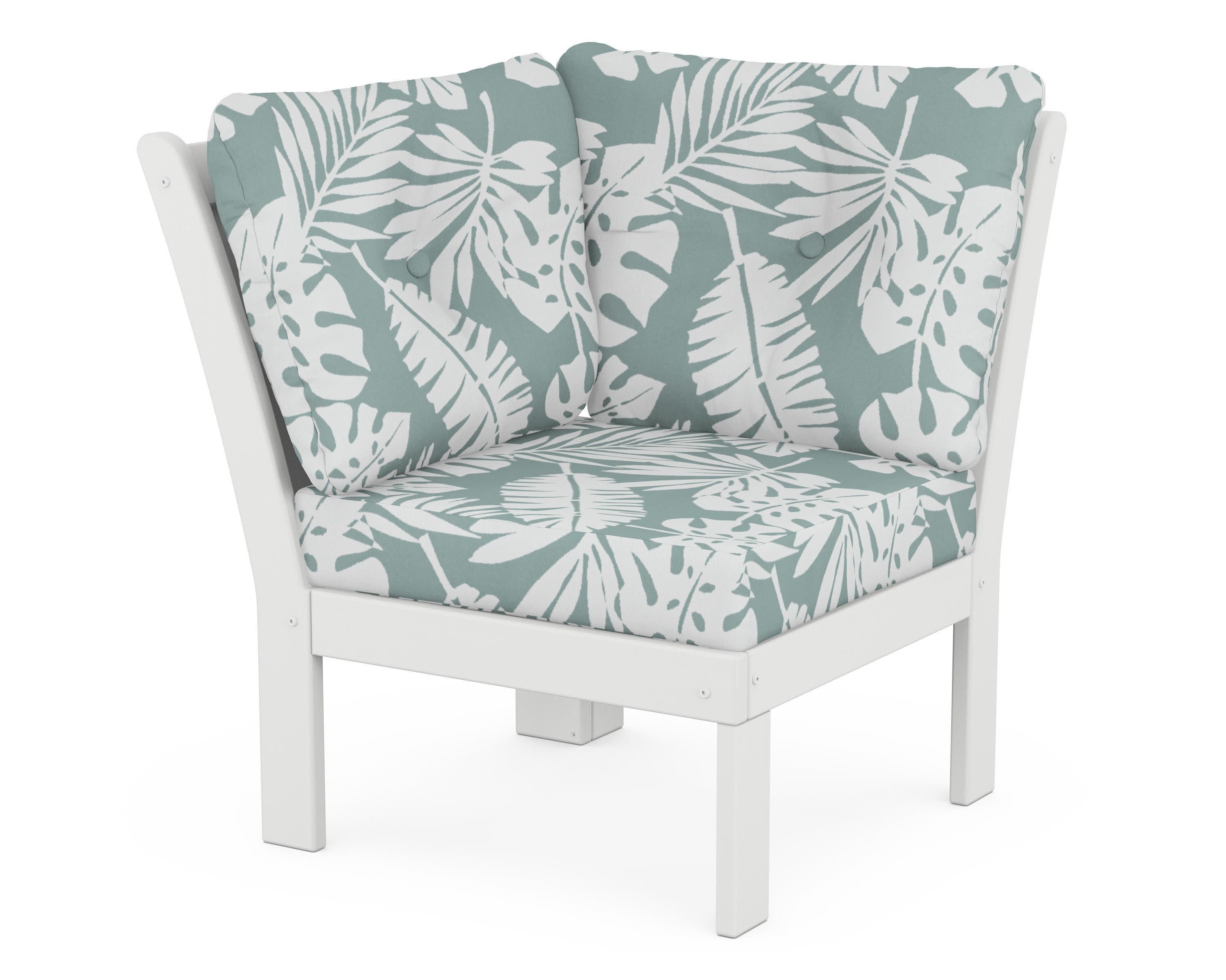 Vineyard Modular Corner Chair in White / Leaf Glacier Spa