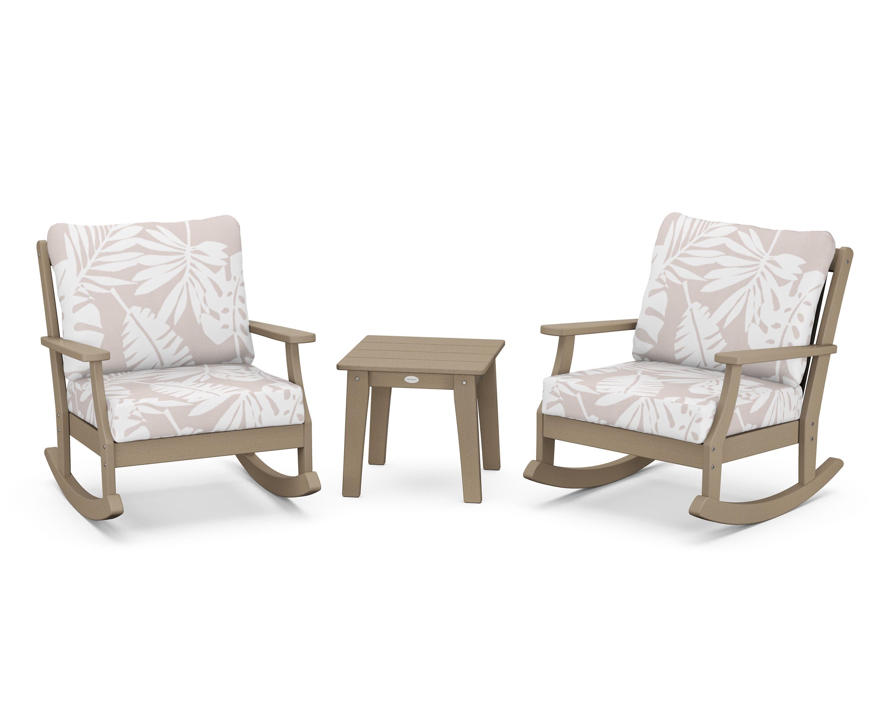 Braxton 3-Piece Deep Seating Rocker Set in Vintage Sahara / Leaf Dune Burlap