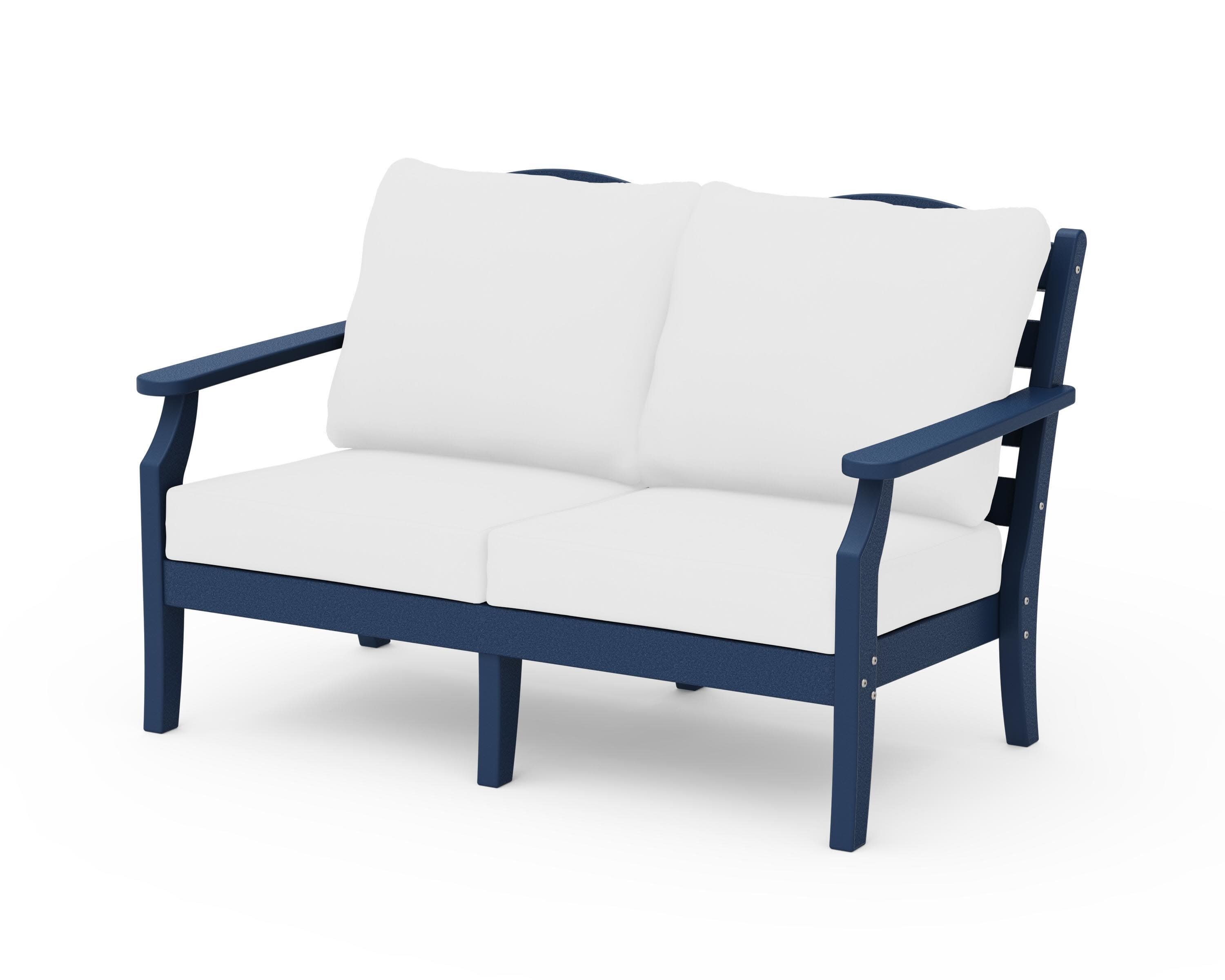 Savannah Deep Seating Loveseat in Navy / Natural