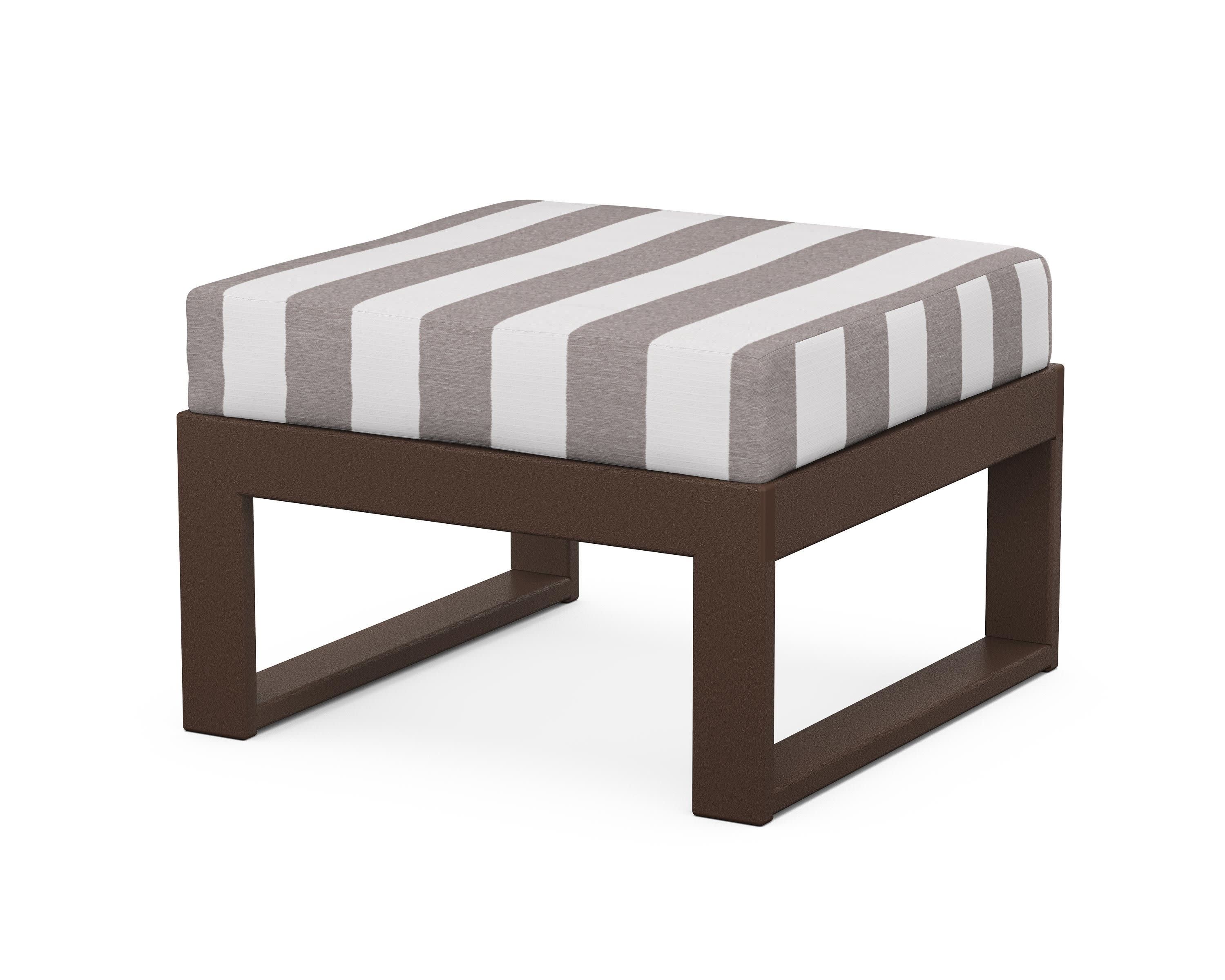 Modular Ottoman - Modern in Mahogany / Cabana Stripe Grey Mist