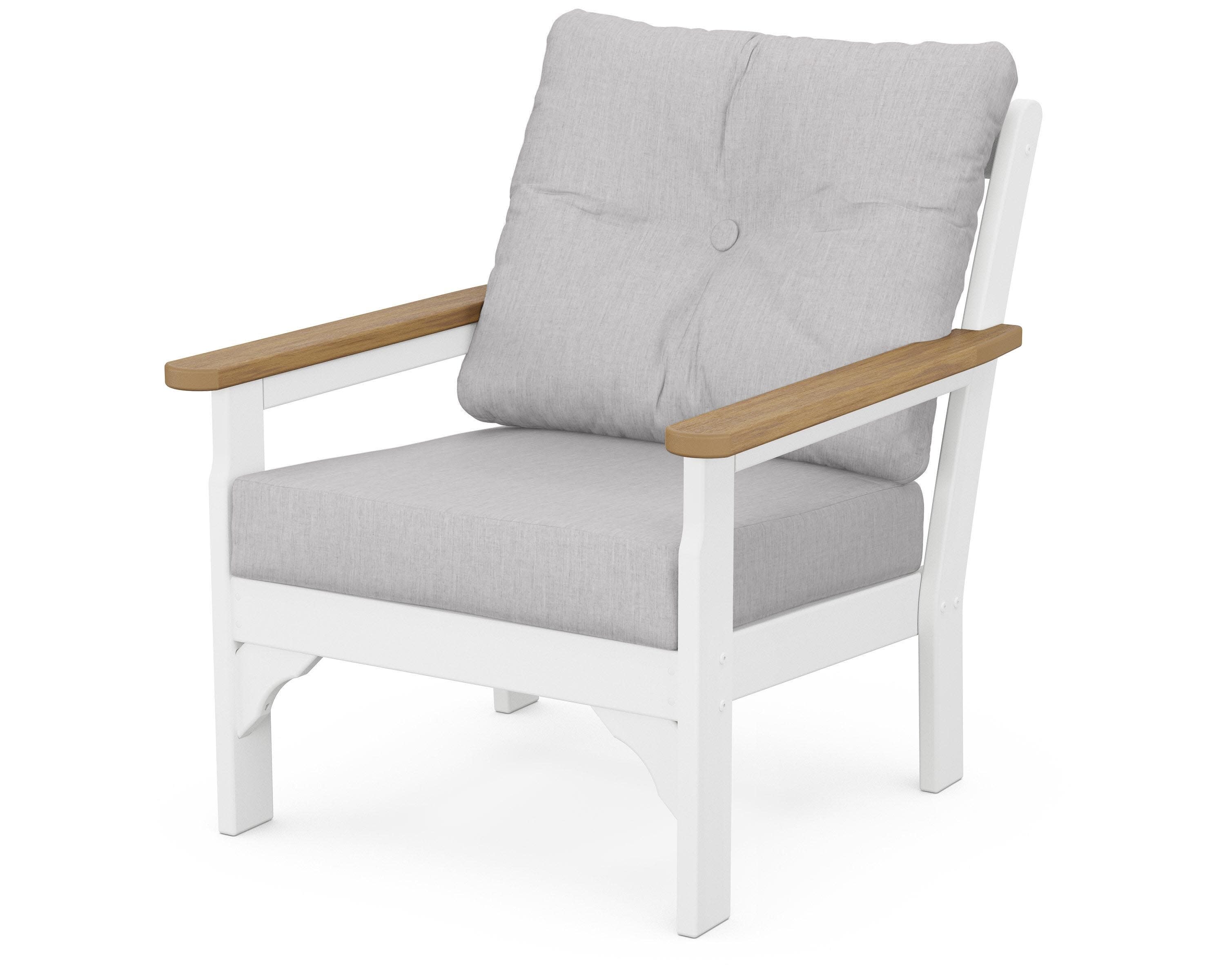 Vineyard Deep Seating Chair in White / Natural / Granite