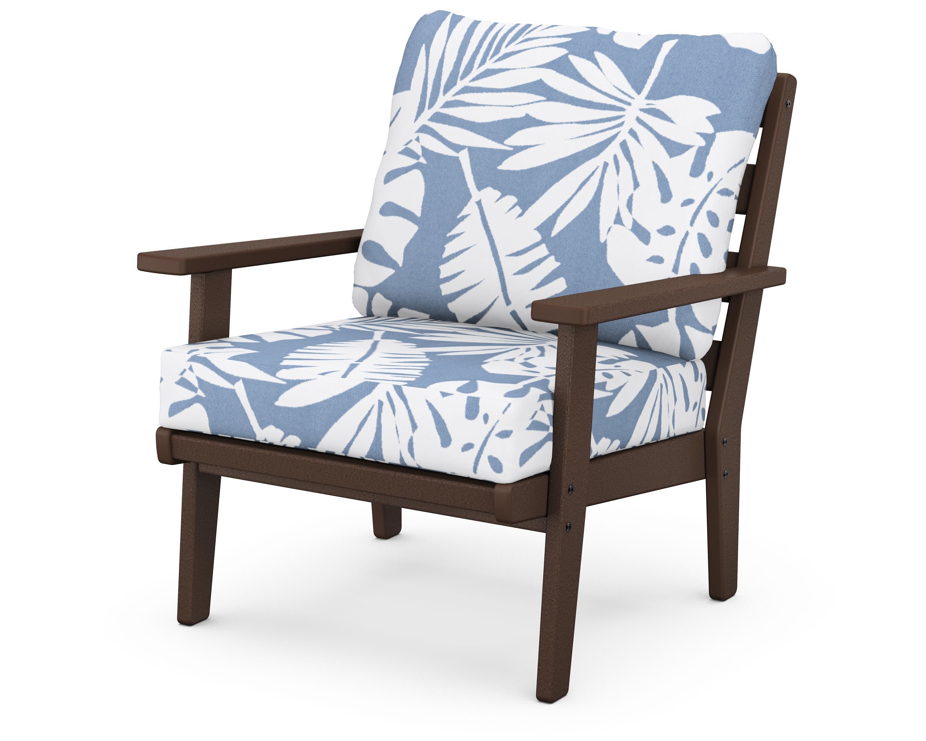 Grant Park Deep Seating Chair in Mahogany / Leaf Sky Blue
