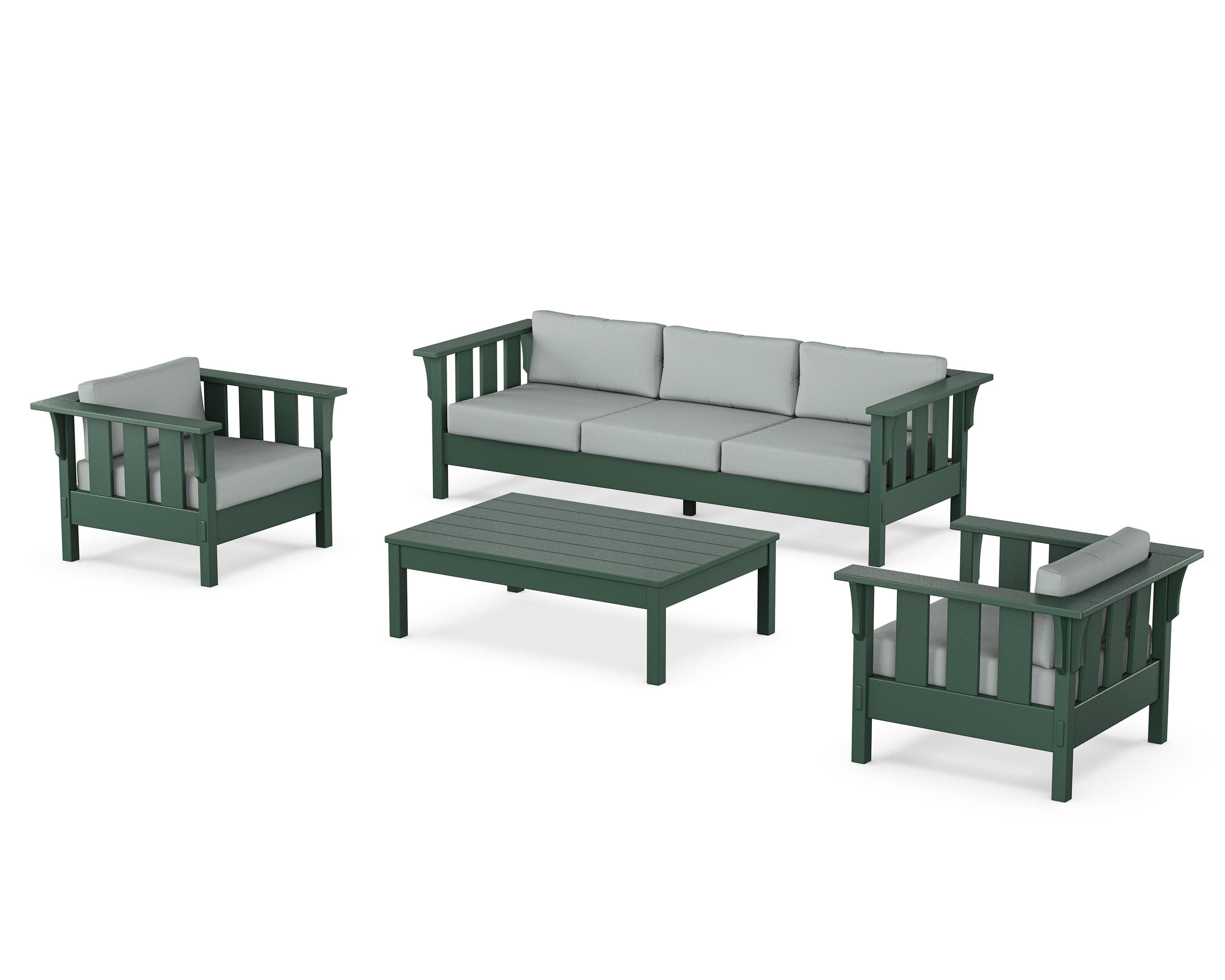 Acadia 4-Piece Deep Seating Set with Sofa in Green / Spa
