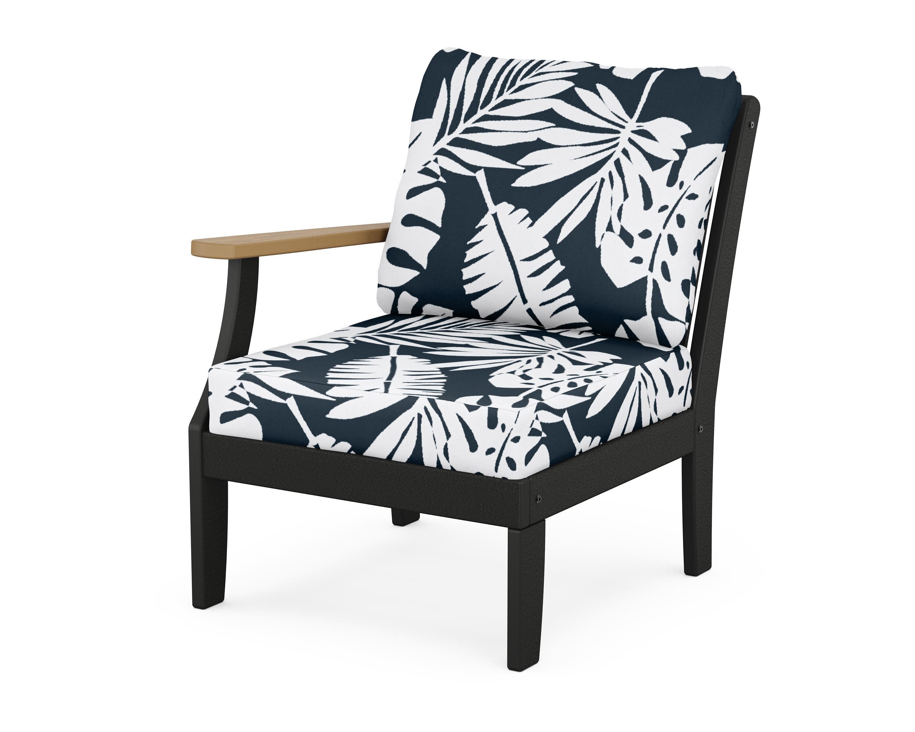Braxton Modular Left Arm Chair in Black / Natural / Leaf Marine Indigo