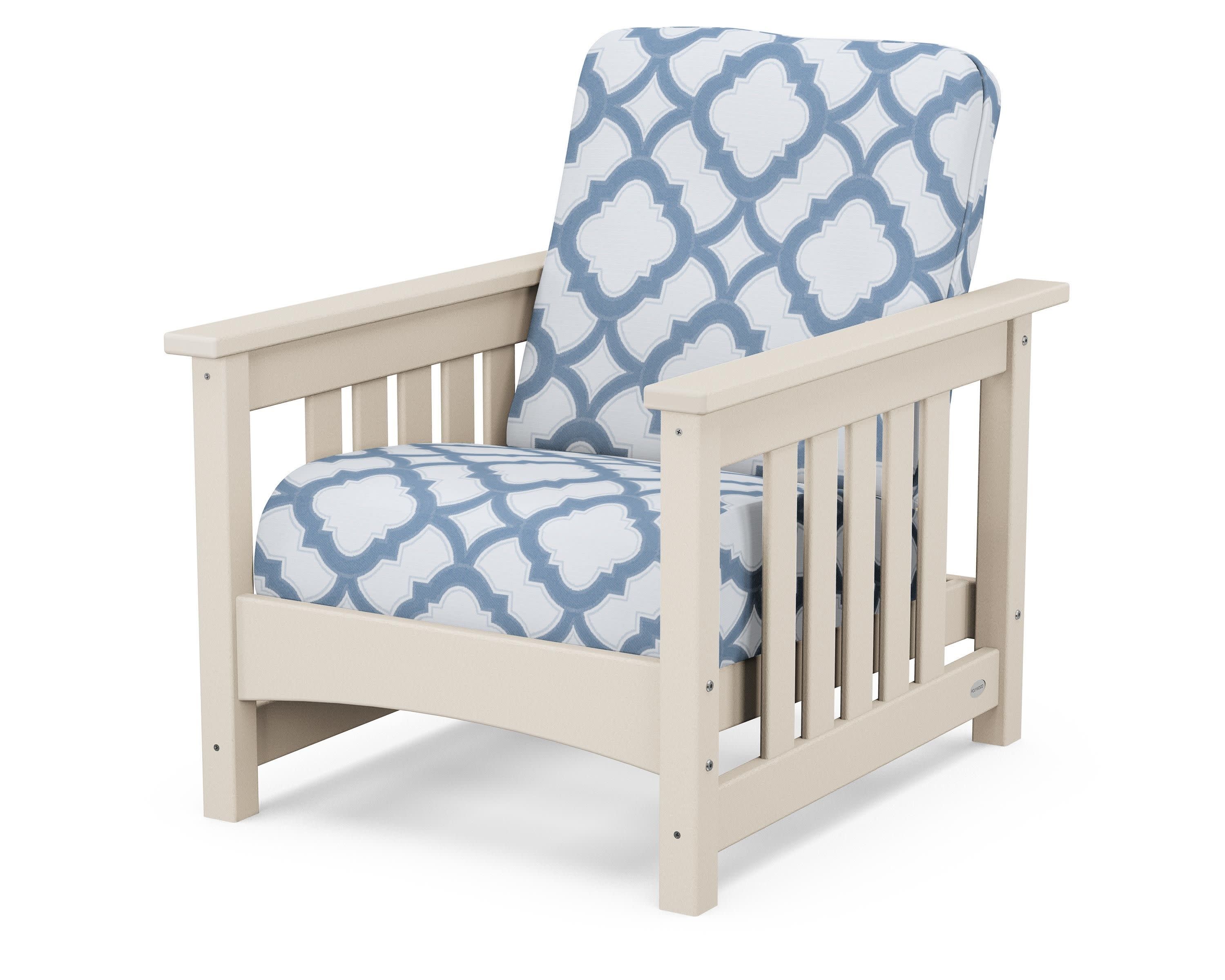 Club Mission Chair in Sand / Trellis Sky Blue