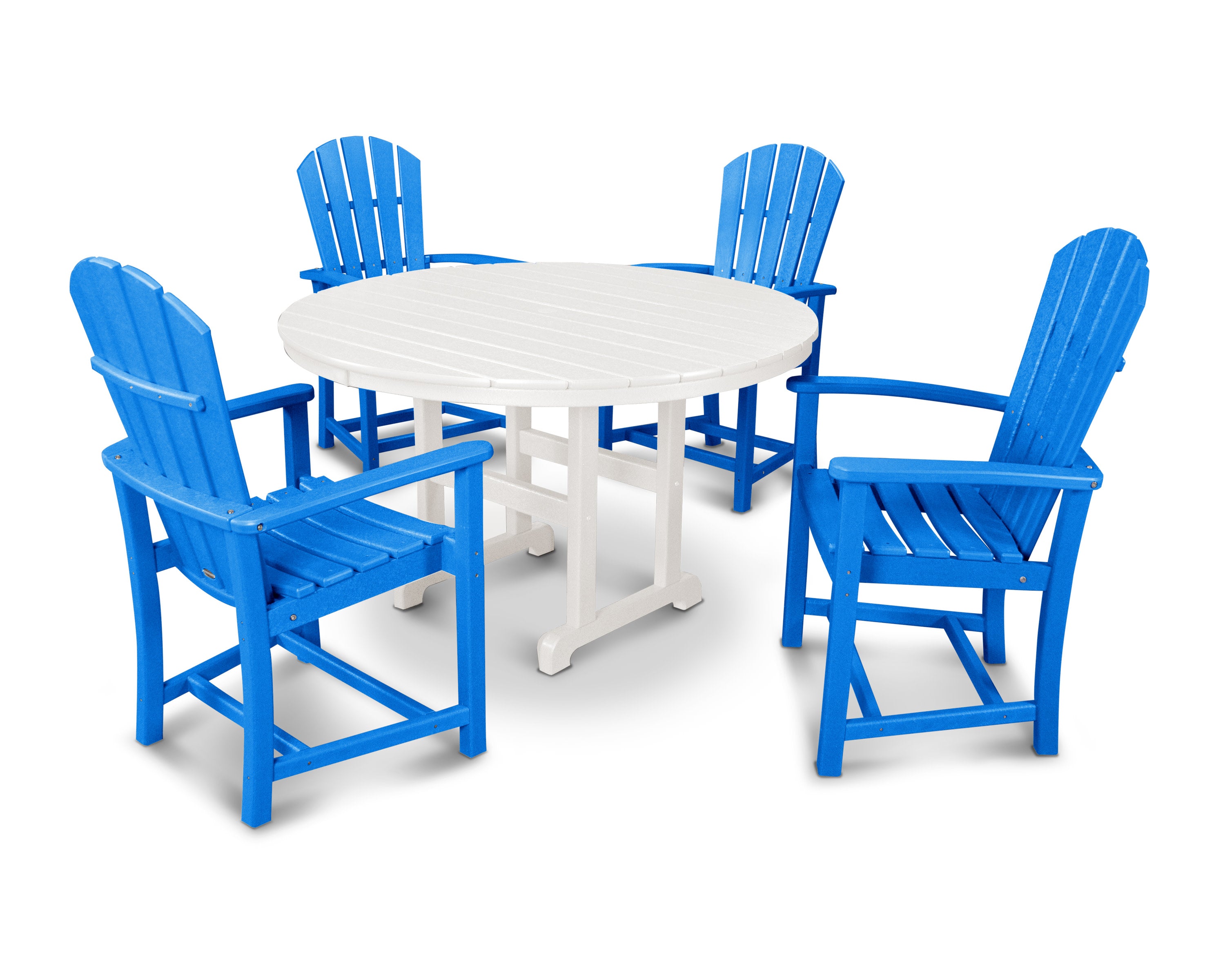 Palm Coast 5-Piece Round Farmhouse Dining Set in Pacific Blue / White