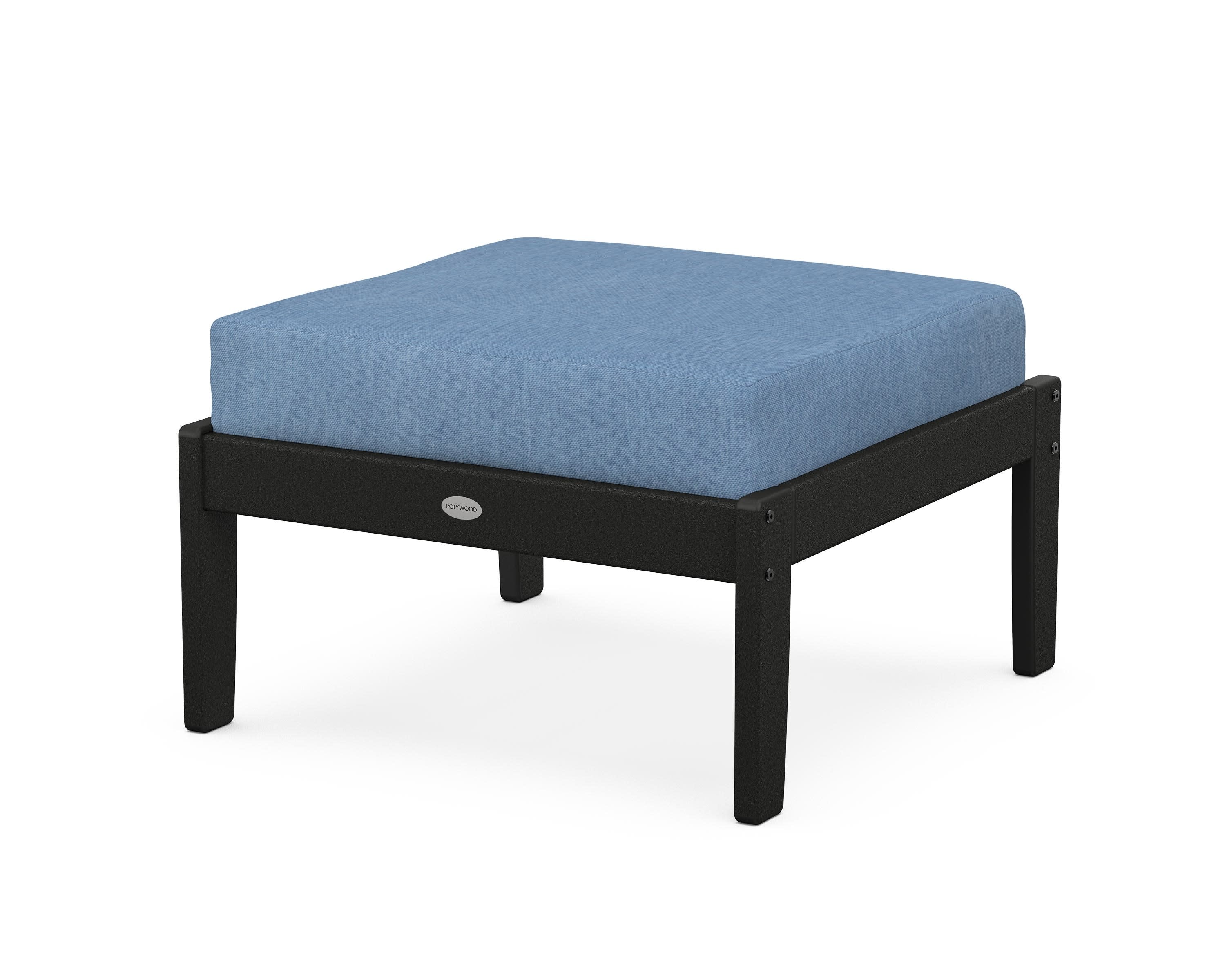 Braxton Deep Seating Ottoman in Black / Sky Blue