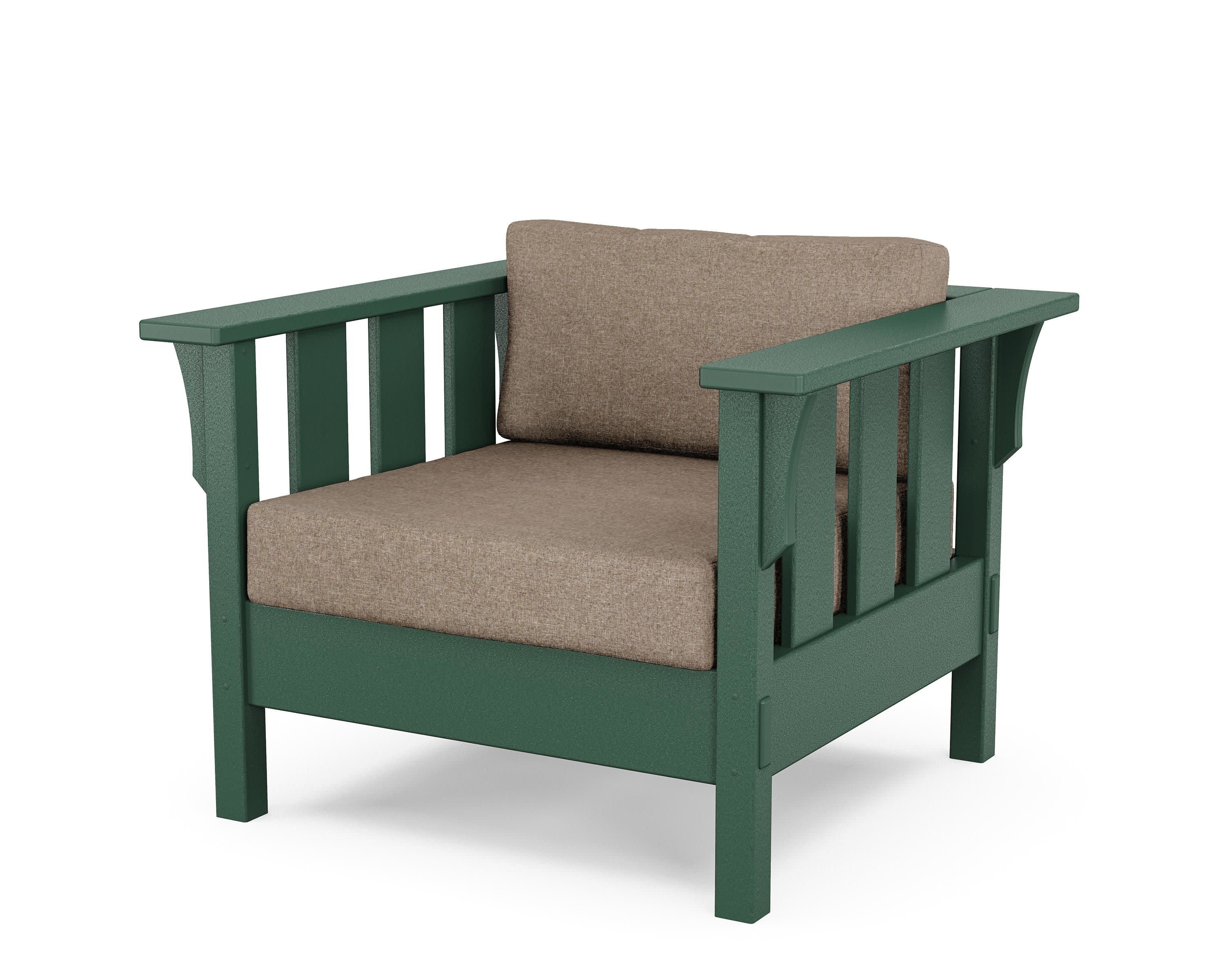 Acadia Deep Seating Chair in Green / Spiced Burlap