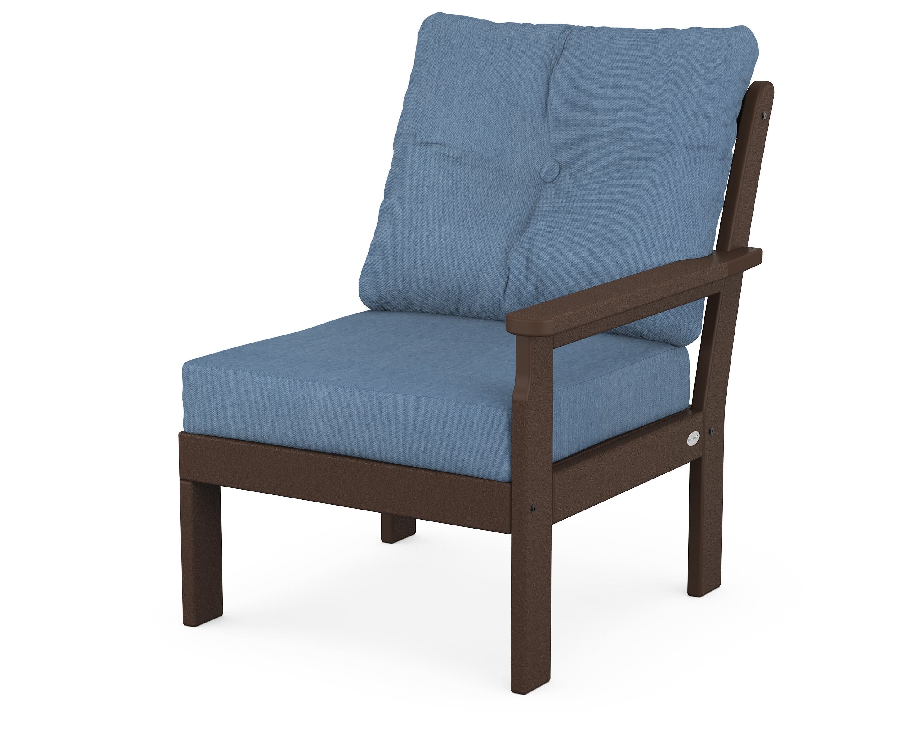 Vineyard Modular Right Arm Chair in Mahogany / Sky Blue