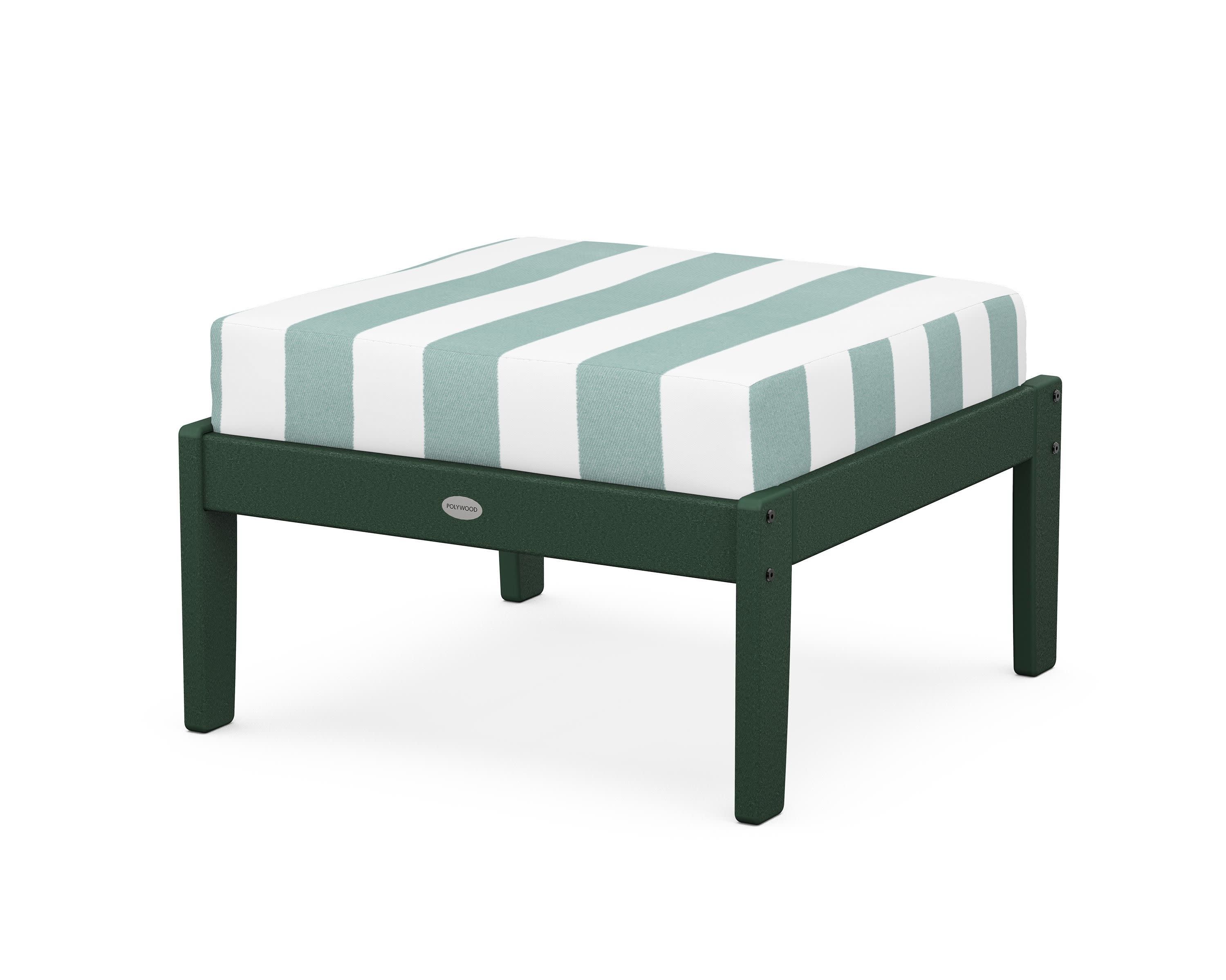 Braxton Deep Seating Ottoman in Green / Cabana Stripe Glacier Spa