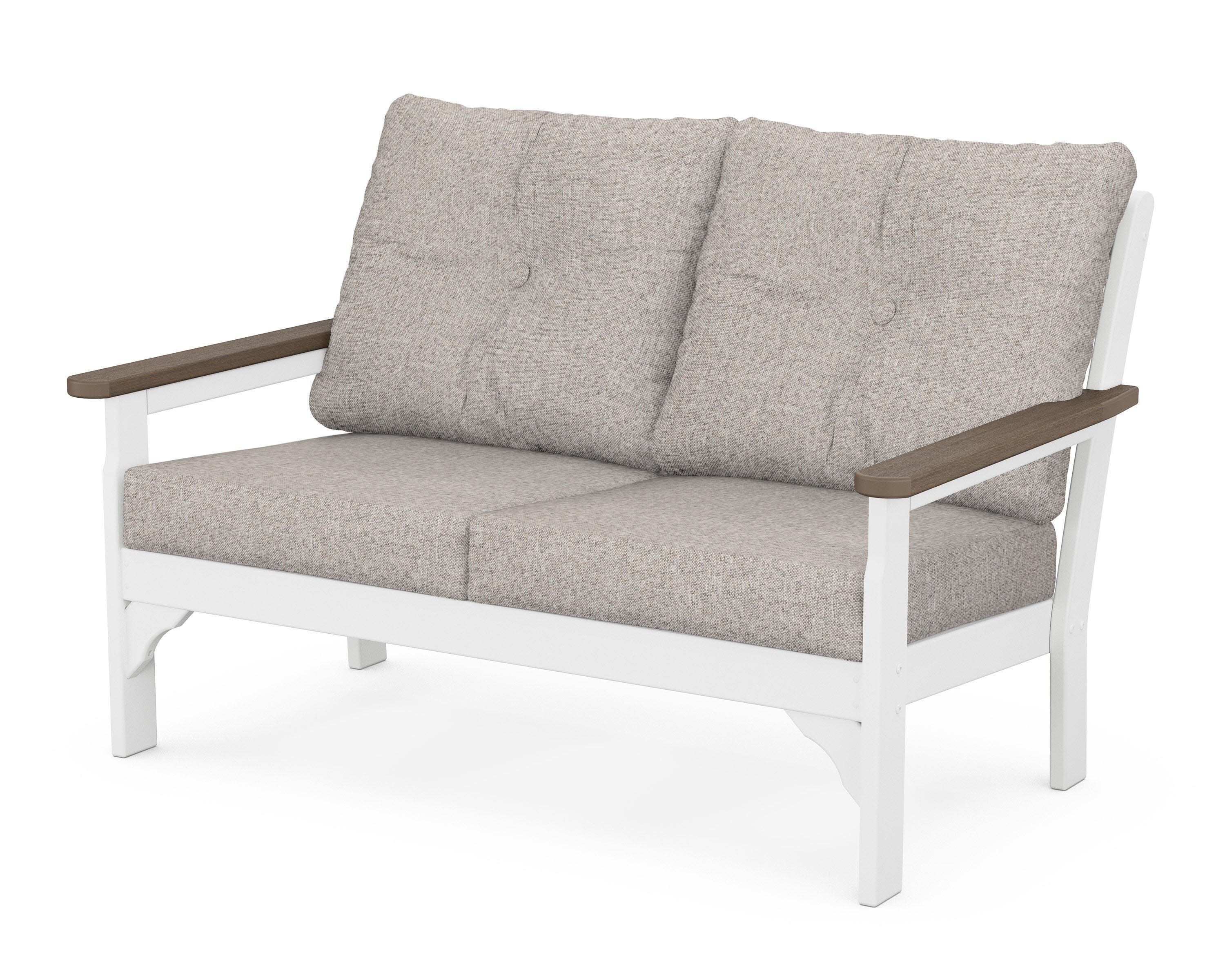 Vineyard Deep Seating Loveseat in White / Kona / Weathered Tweed